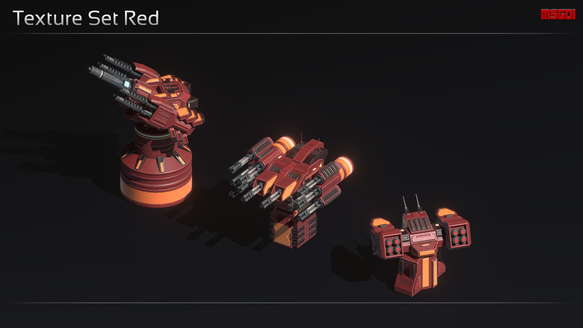 Scifi Turret Collection II Low-poly 3D model_10