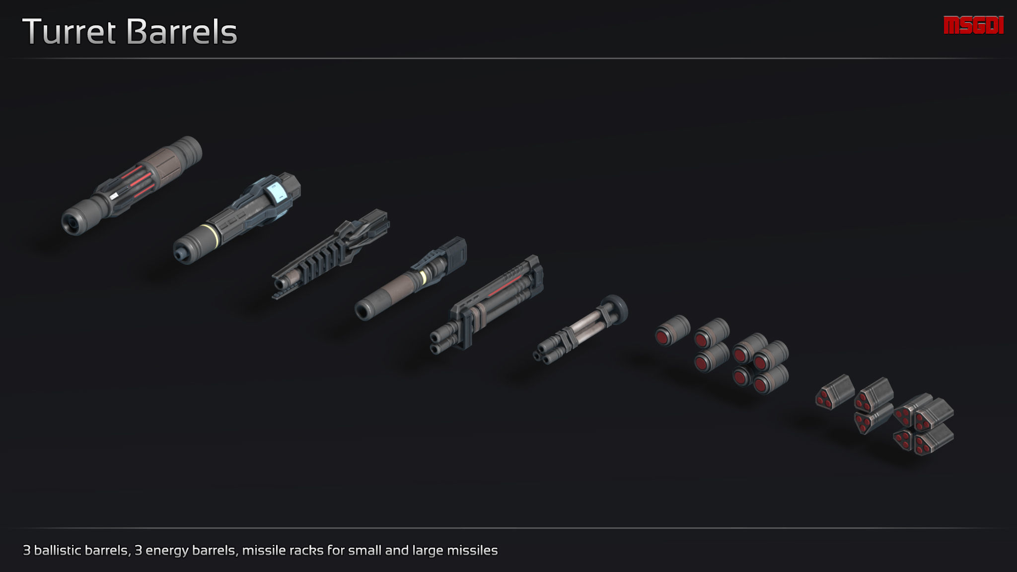Scifi Turret Collection II Low-poly 3D model_4