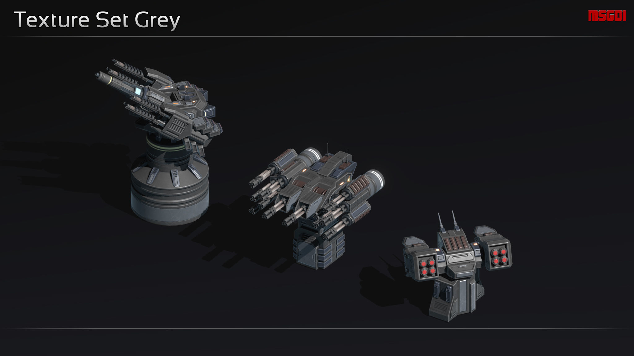 Scifi Turret Collection II Low-poly 3D model_9