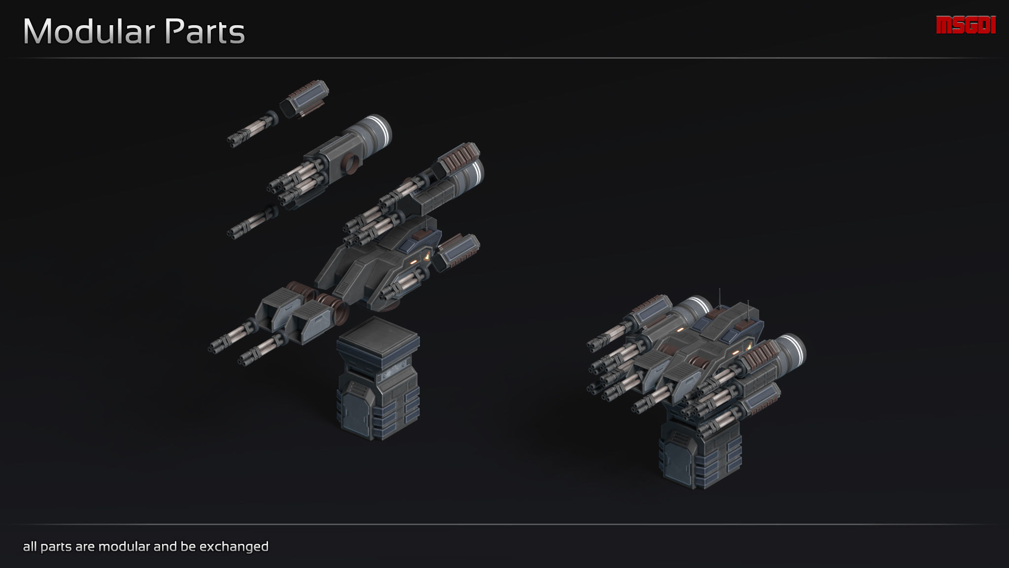 Scifi Turret Collection II Low-poly 3D model_5