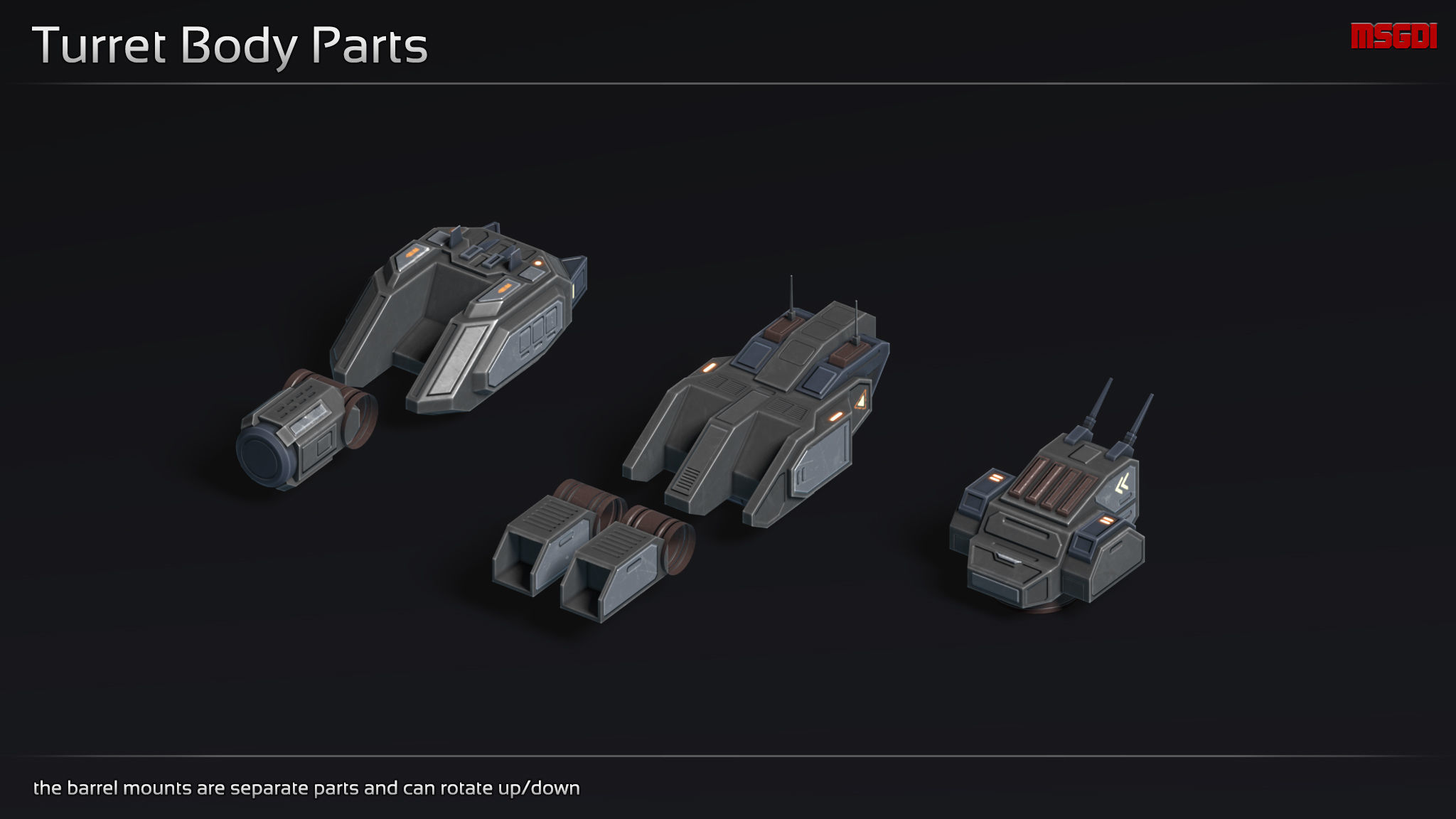 Scifi Turret Collection II Low-poly 3D model_2