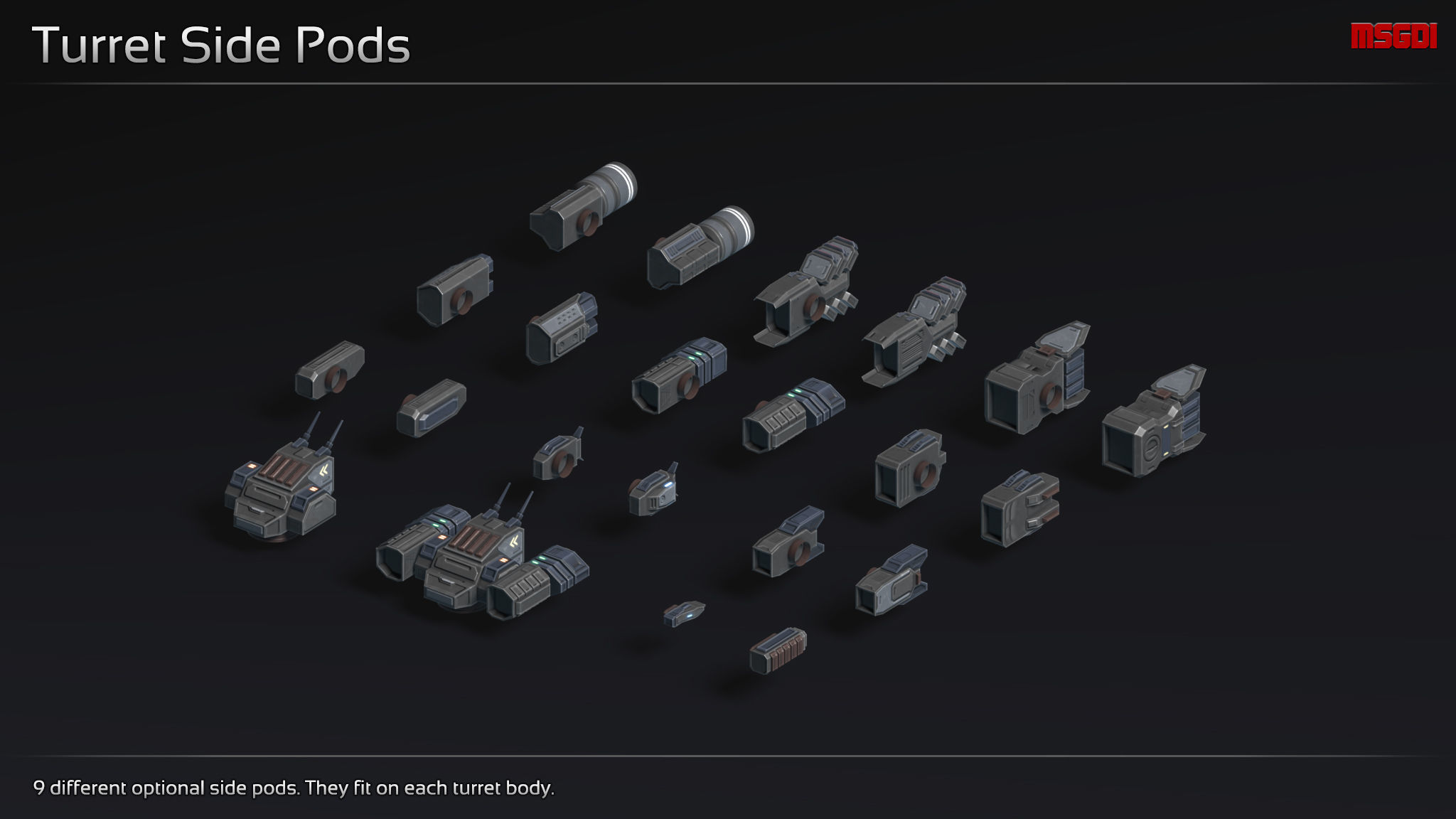 Scifi Turret Collection II Low-poly 3D model_3