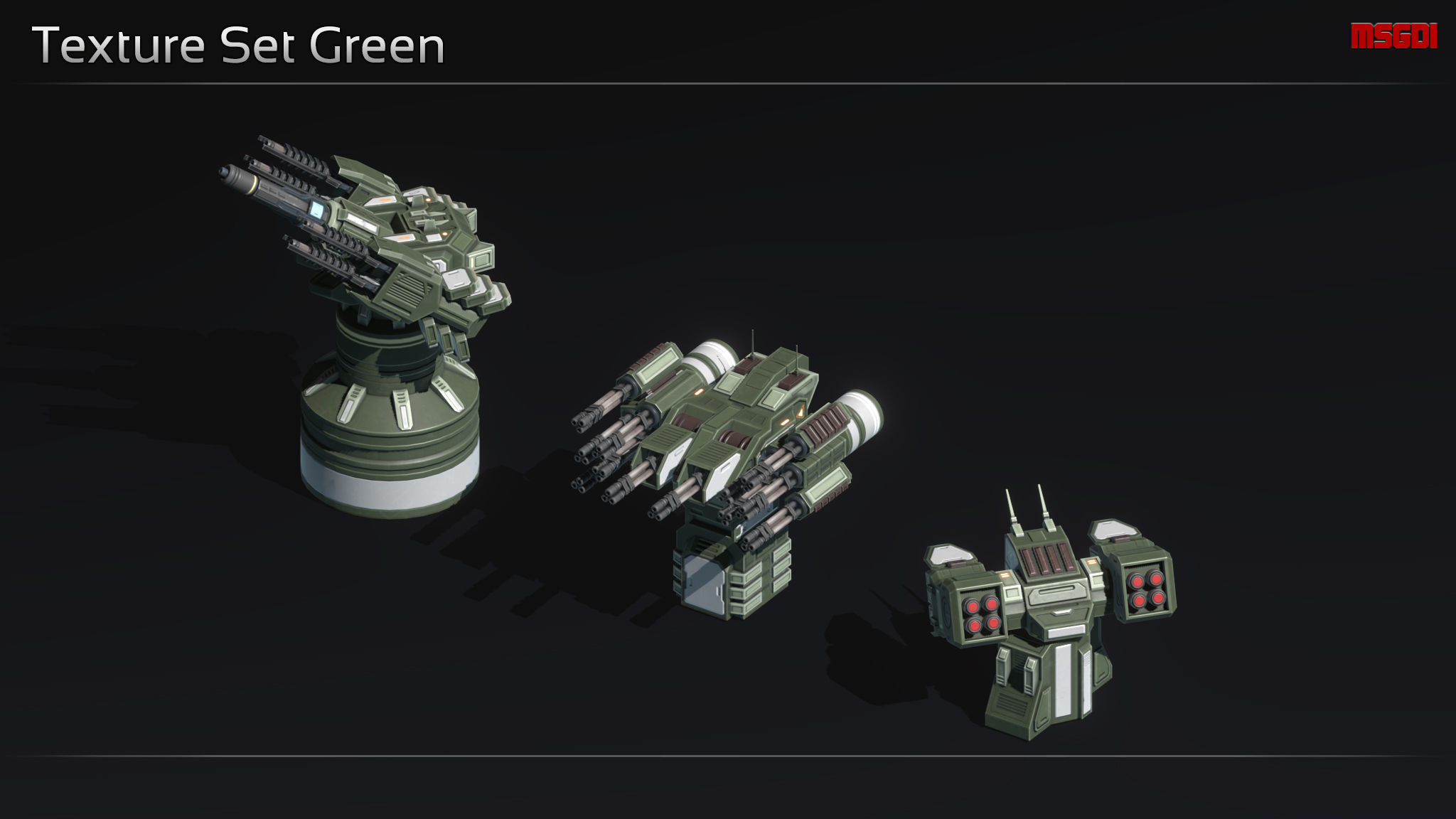 Scifi Turret Collection II Low-poly 3D model_8