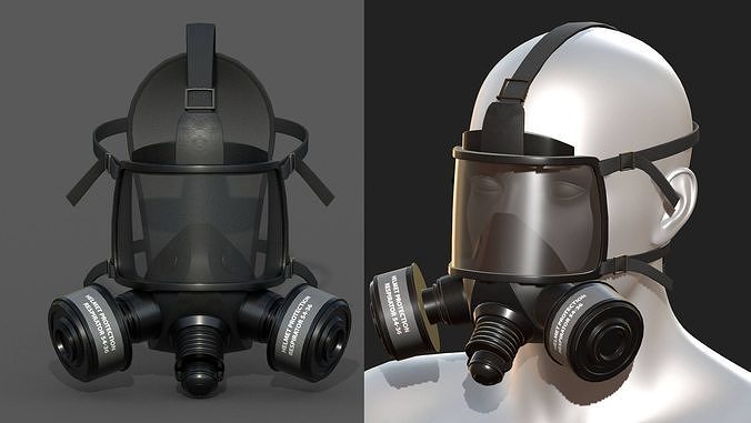 Gas mask helmet 3d model military combat fantasy  Low-poly 3D model