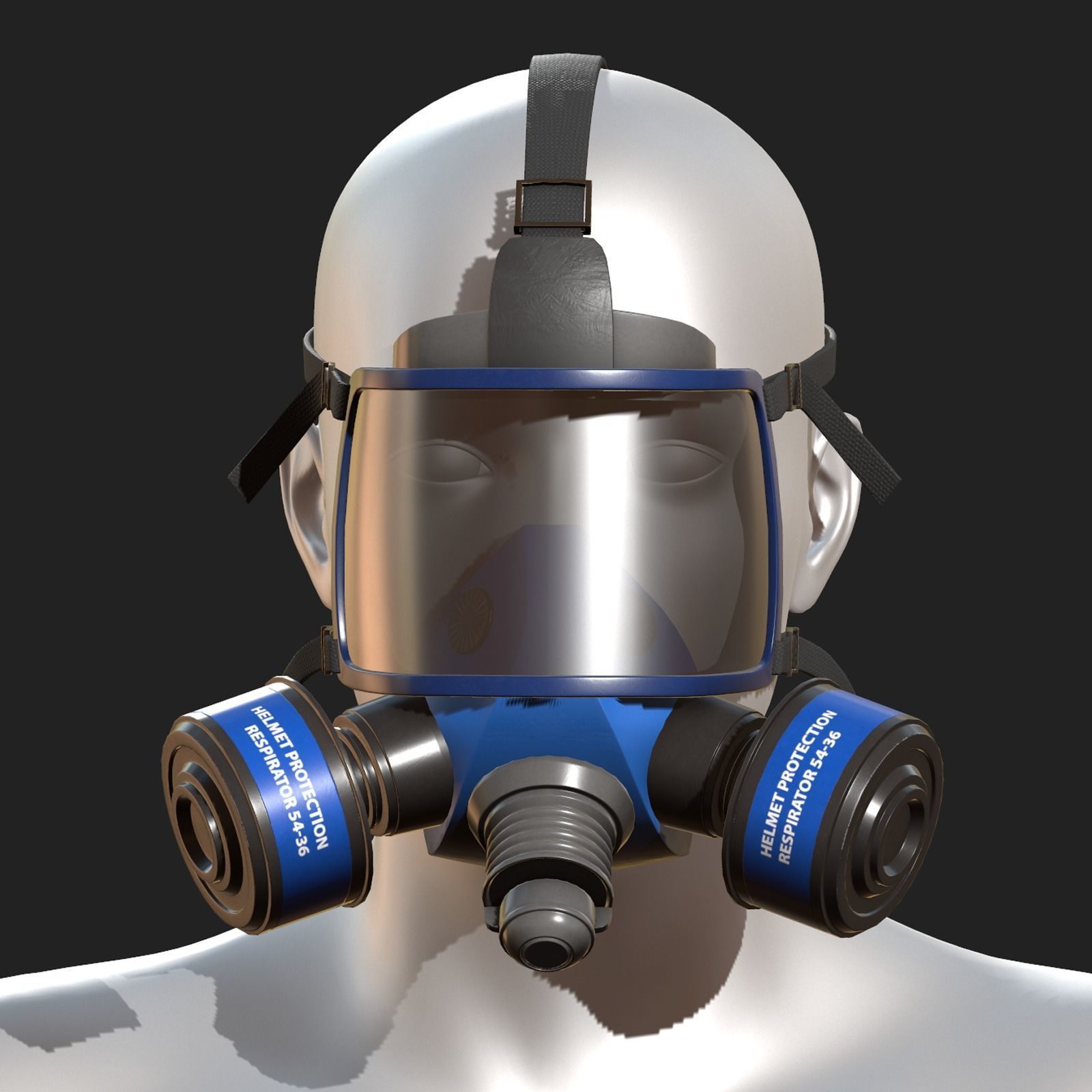 Gas mask helmet 3d model military combat Low-poly 3D model_2