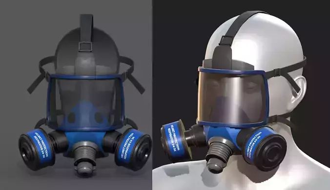 Gas mask helmet 3d model military combat  Low-poly 3D model