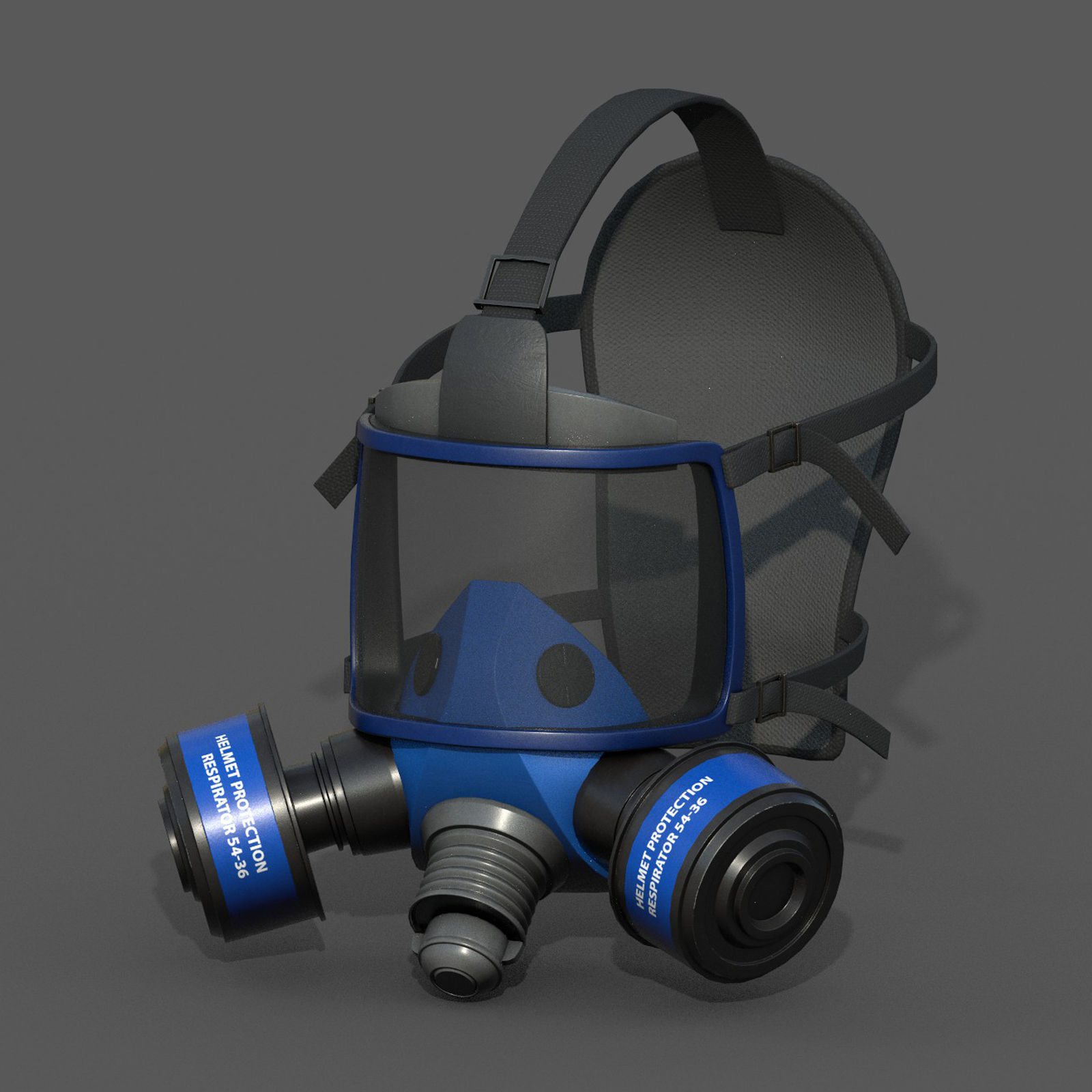 Gas mask helmet 3d model military combat Low-poly 3D model_5