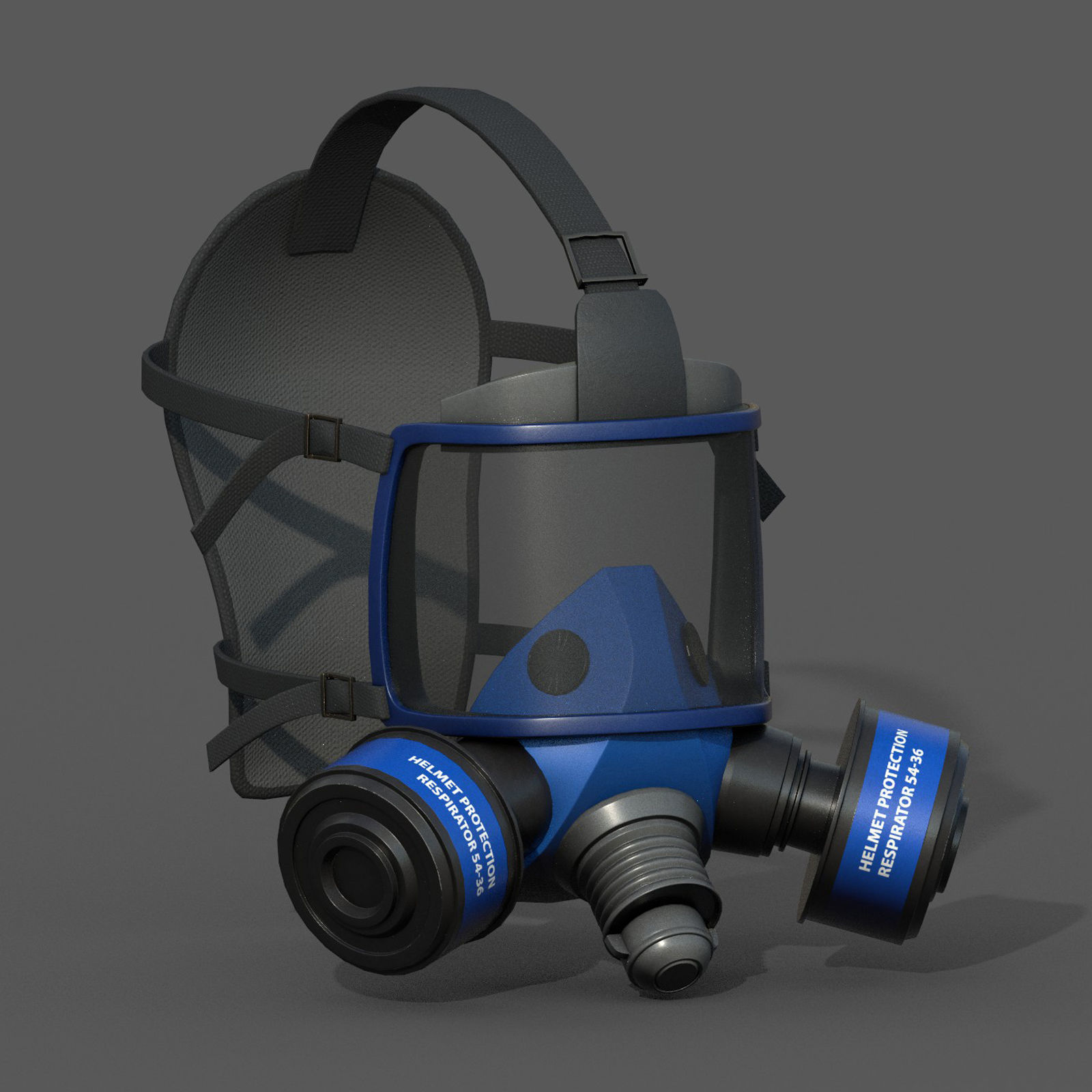 Gas mask helmet 3d model military combat Low-poly 3D model_4