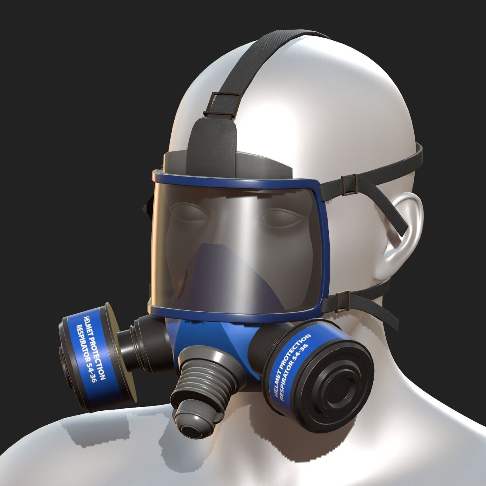 Gas mask helmet 3d model military combat Low-poly 3D model_1