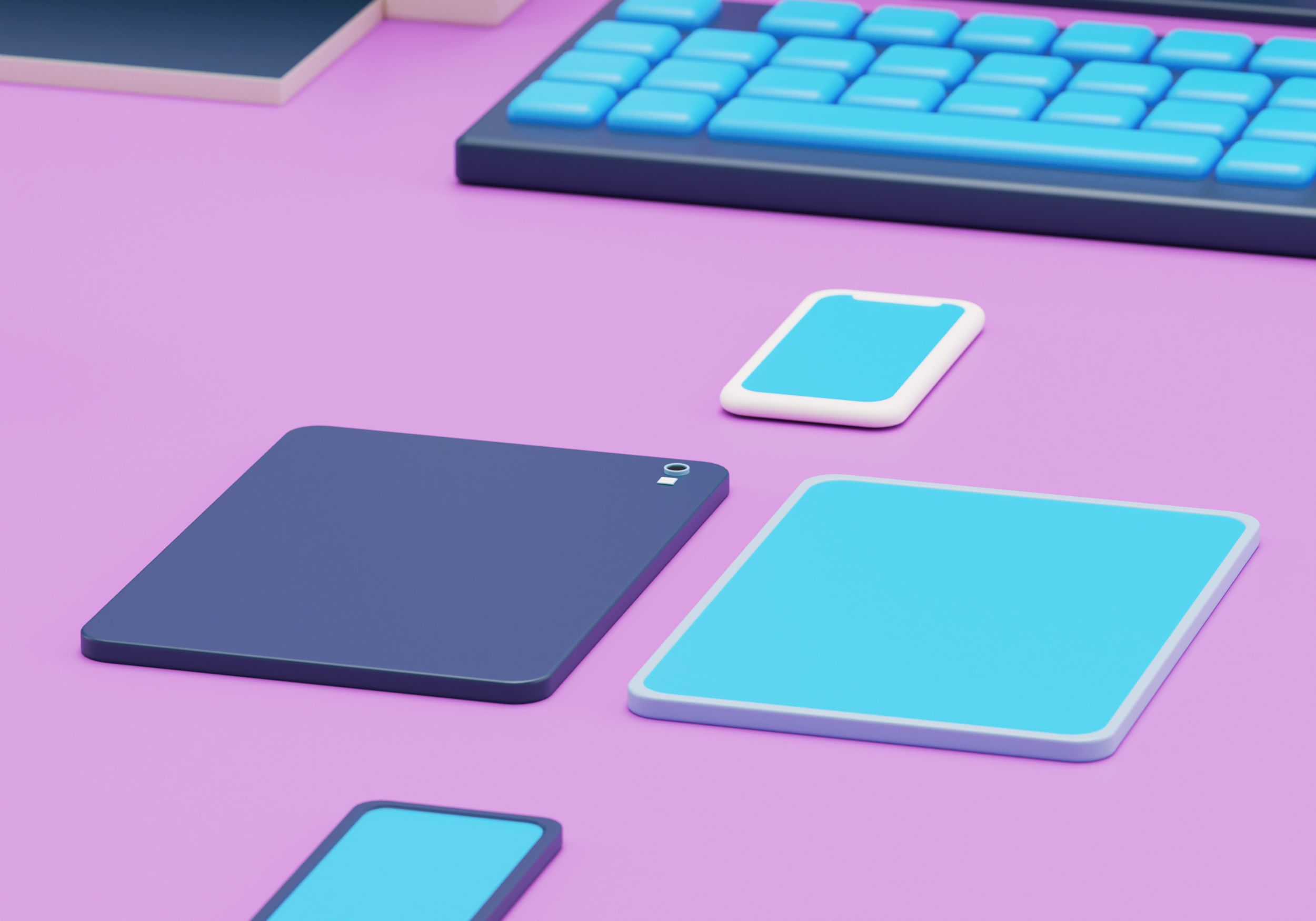 Computers and Electronics and Office Equipment in Simple Style Low-poly 3D model_3