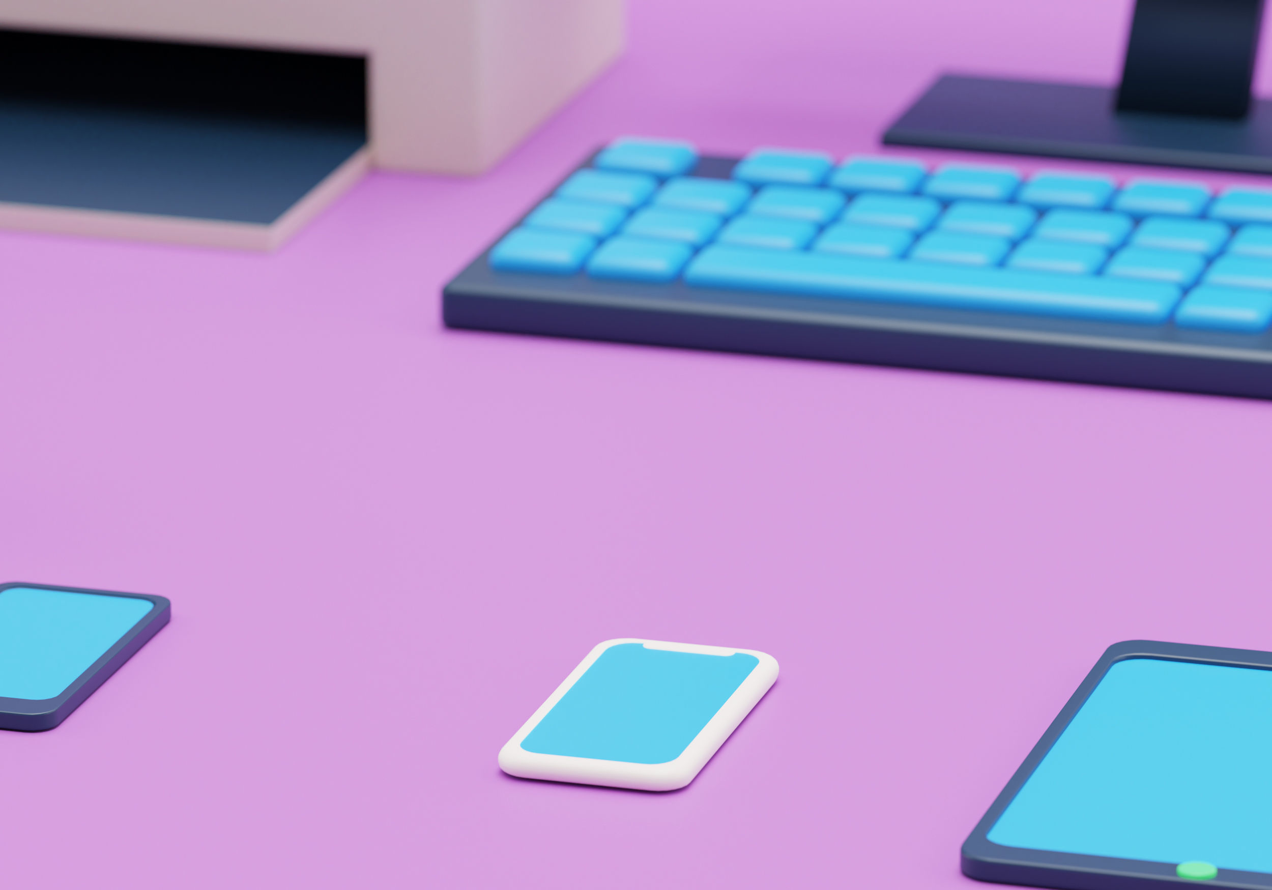 Computers and Electronics and Office Equipment in Simple Style Low-poly 3D model_2