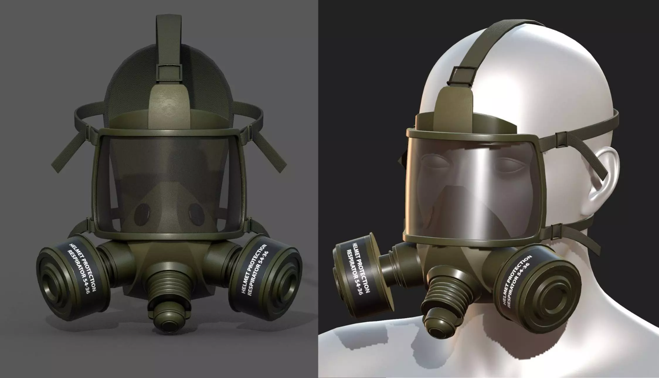 Gas mask helmet 3d model military combat  Low-poly 3D model_0