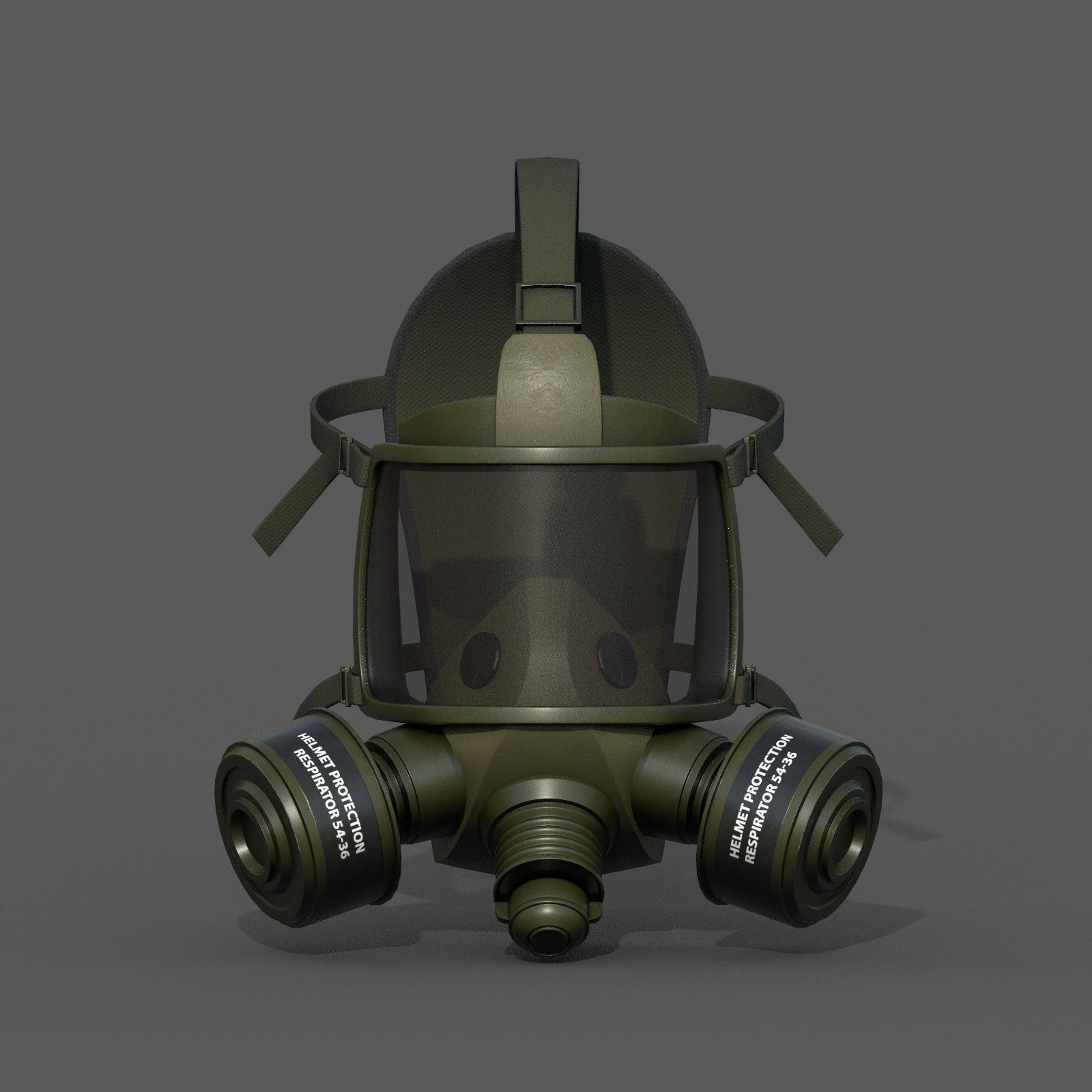 Gas mask helmet 3d model military combat  Low-poly 3D model_3