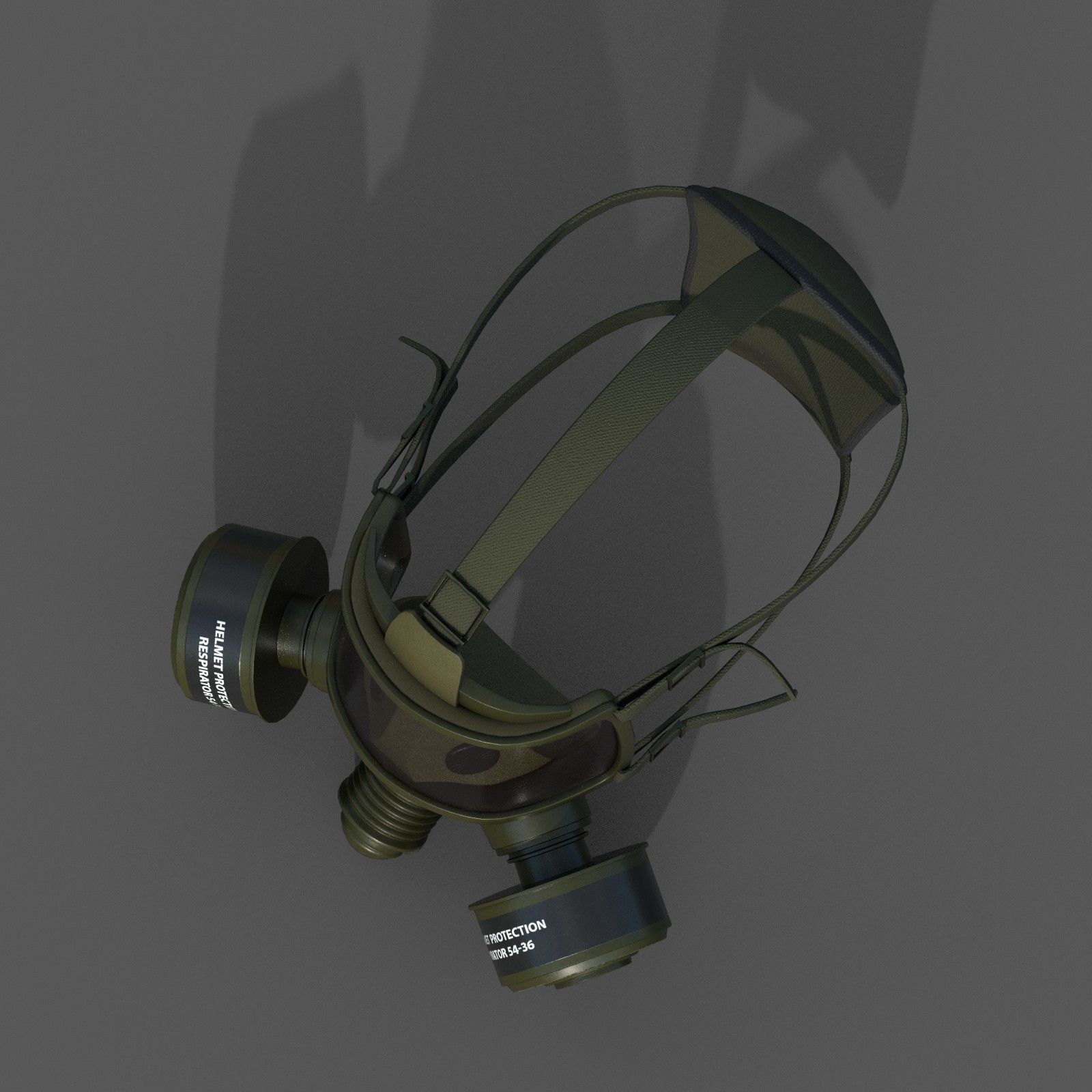 Gas mask helmet 3d model military combat  Low-poly 3D model_6