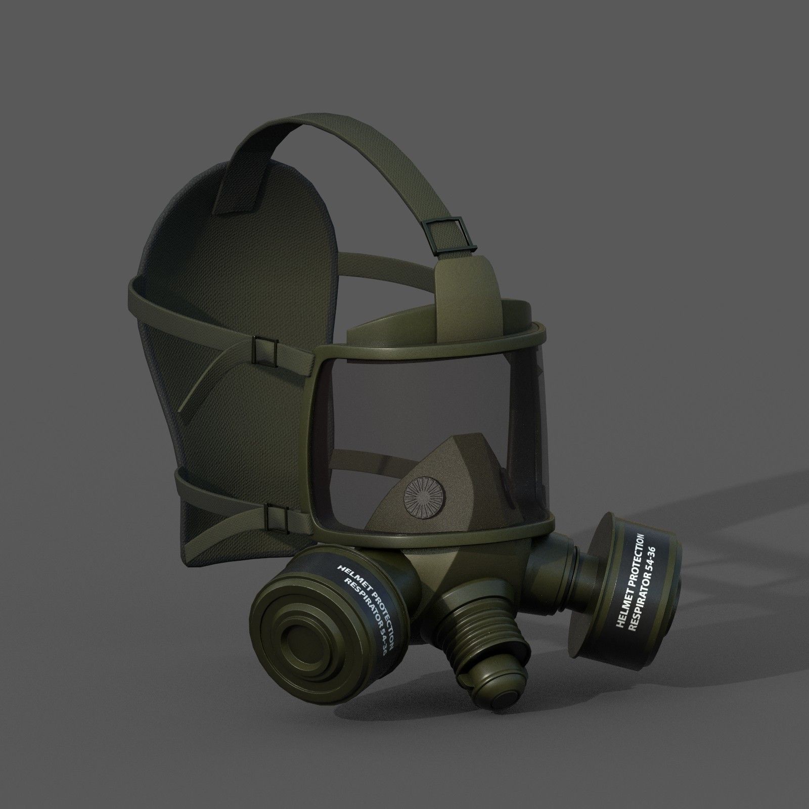 Gas mask helmet 3d model military combat  Low-poly 3D model_4