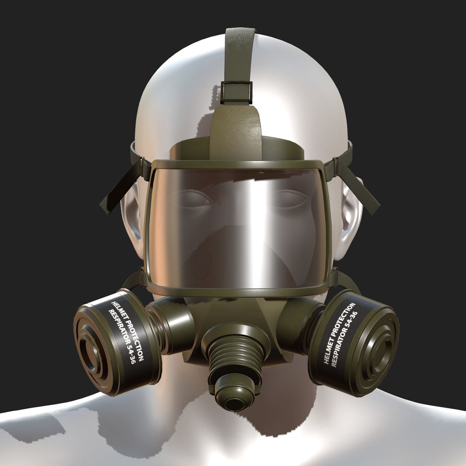 Gas mask helmet 3d model military combat  Low-poly 3D model_1