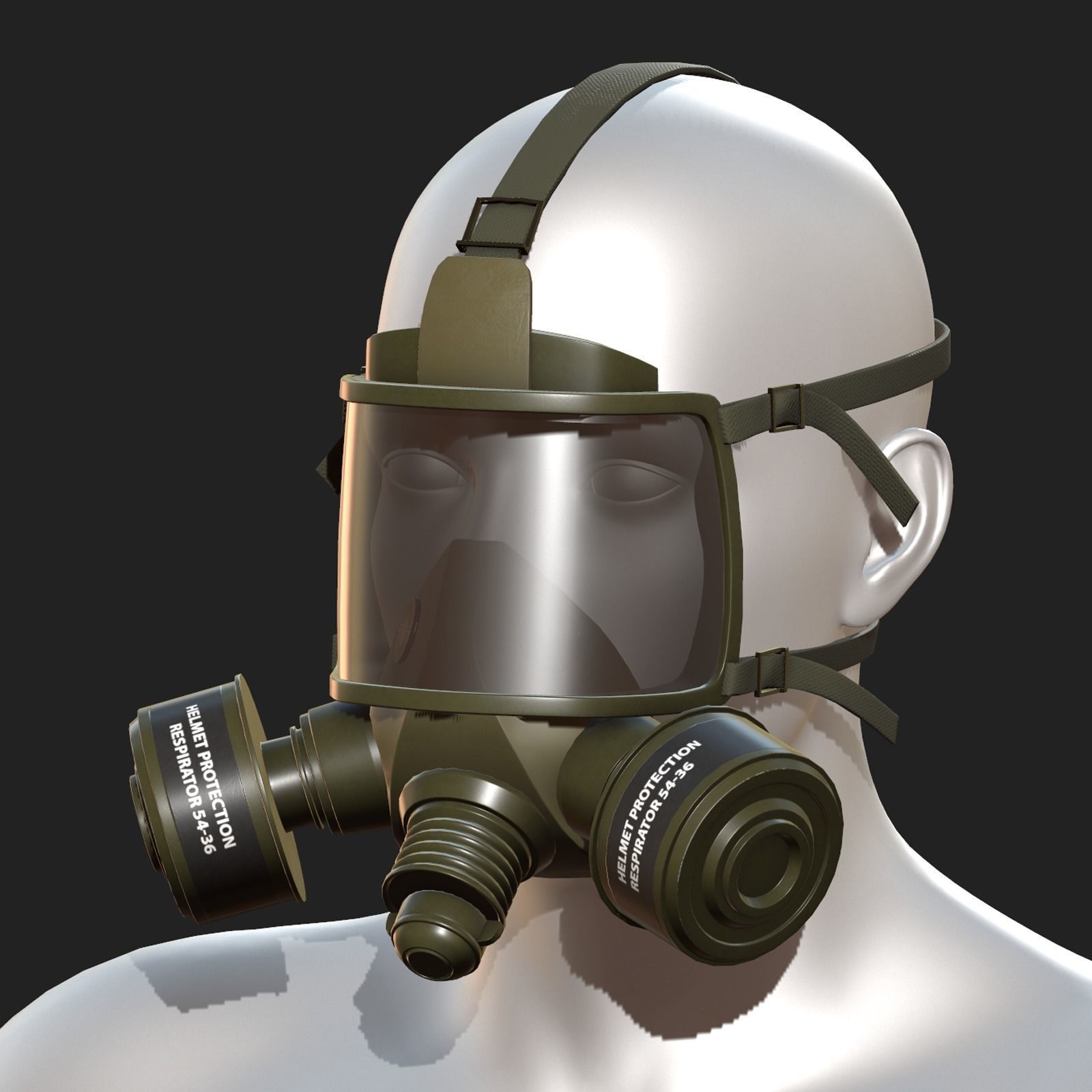 Gas mask helmet 3d model military combat  Low-poly 3D model_2