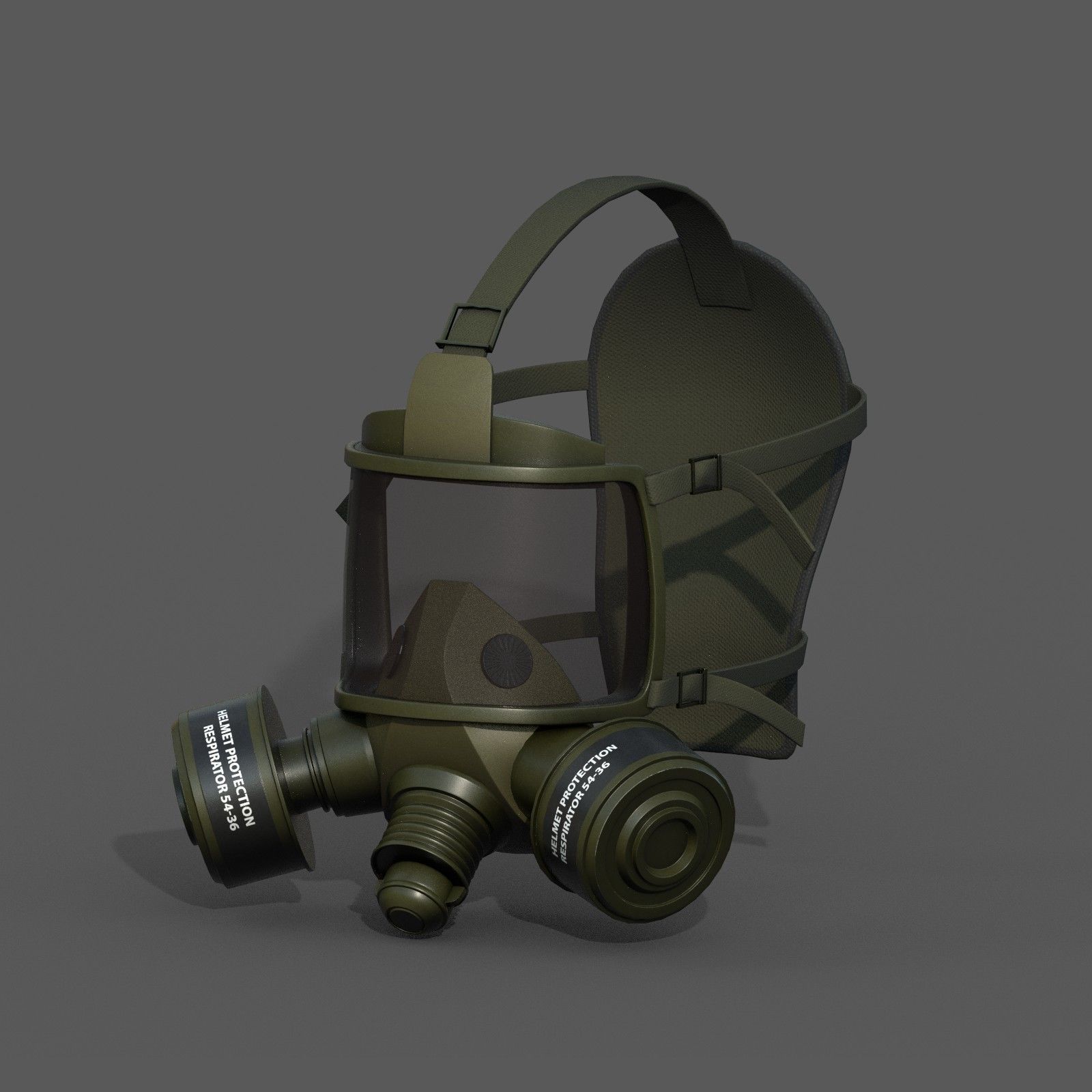 Gas mask helmet 3d model military combat  Low-poly 3D model_5