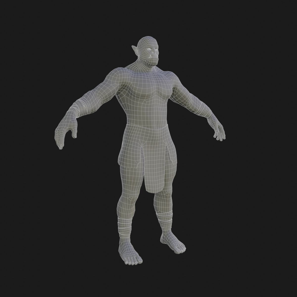 Orc  character base model  Low-poly 3D model_25