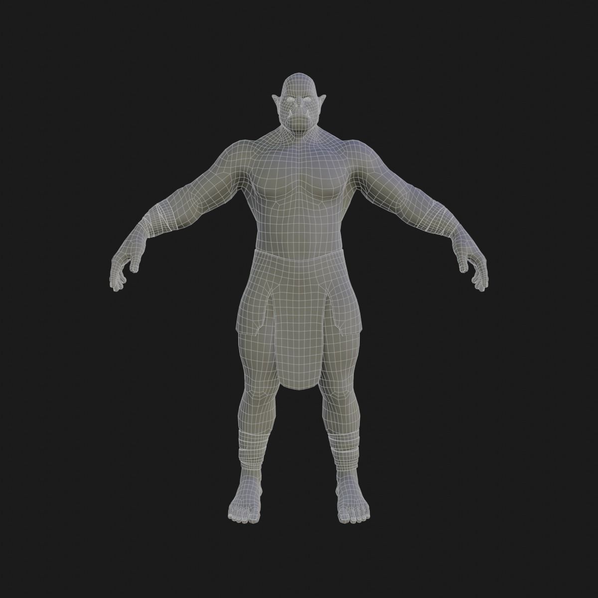Orc  character base model  Low-poly 3D model_24