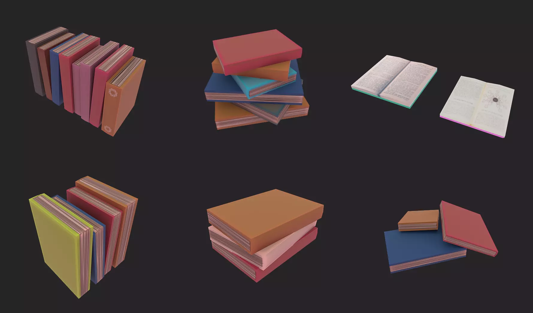 3D model Books Cartoon Set VR / AR / low-poly | CGTrader