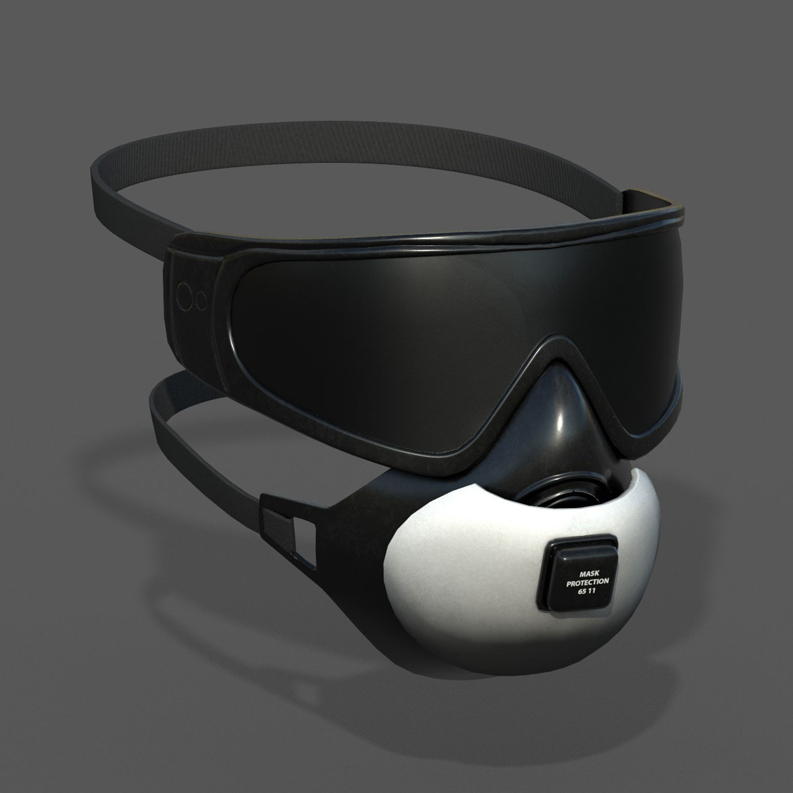 Gas mask helmet 3d model protection safety futuristic Low-poly 3D model_3