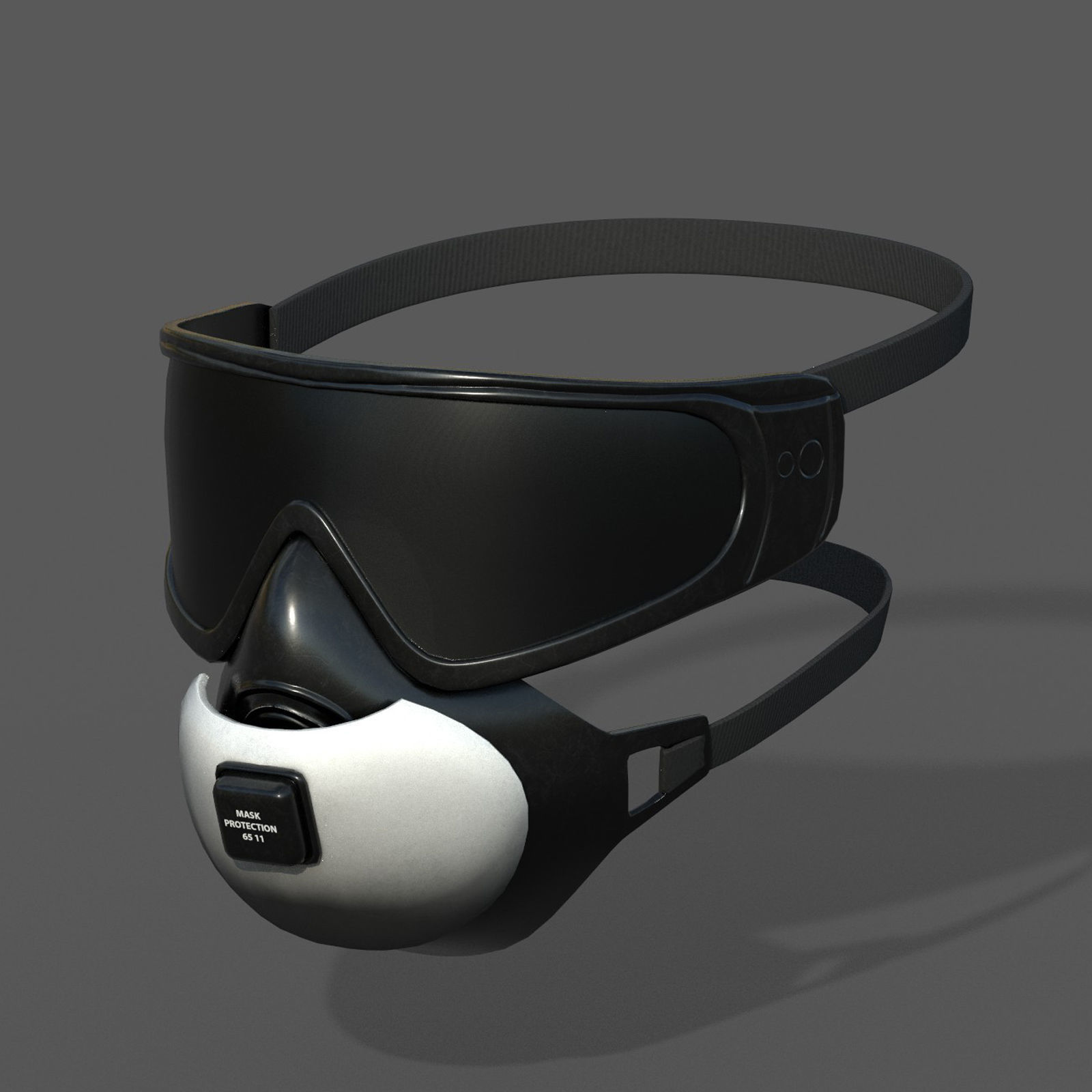 Gas mask helmet 3d model protection safety futuristic Low-poly 3D model_2