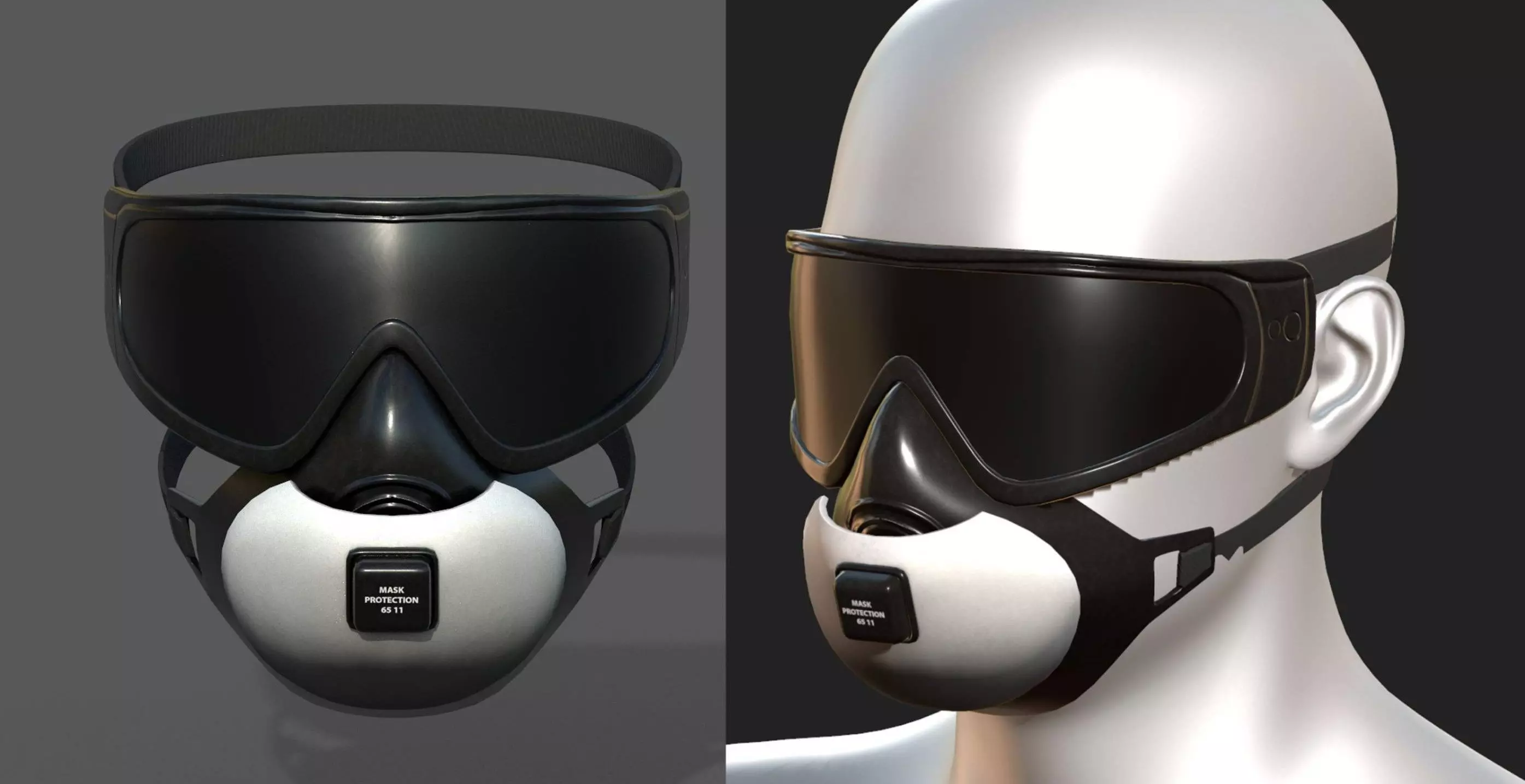 Gas mask helmet 3d model protection safety futuristic Low-poly 3D model_0