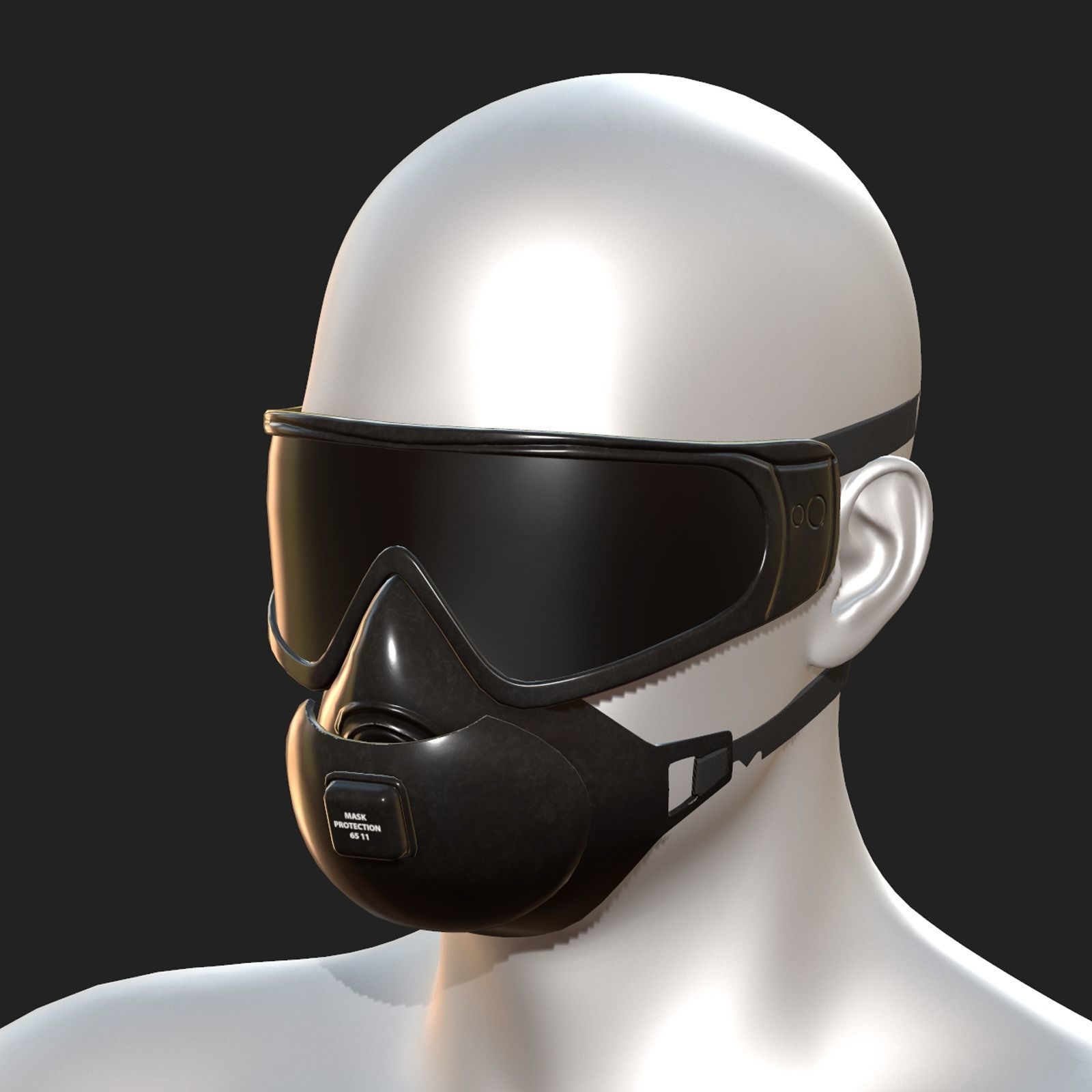 Gas mask protection futuristic technology  Low-poly 3D model_11