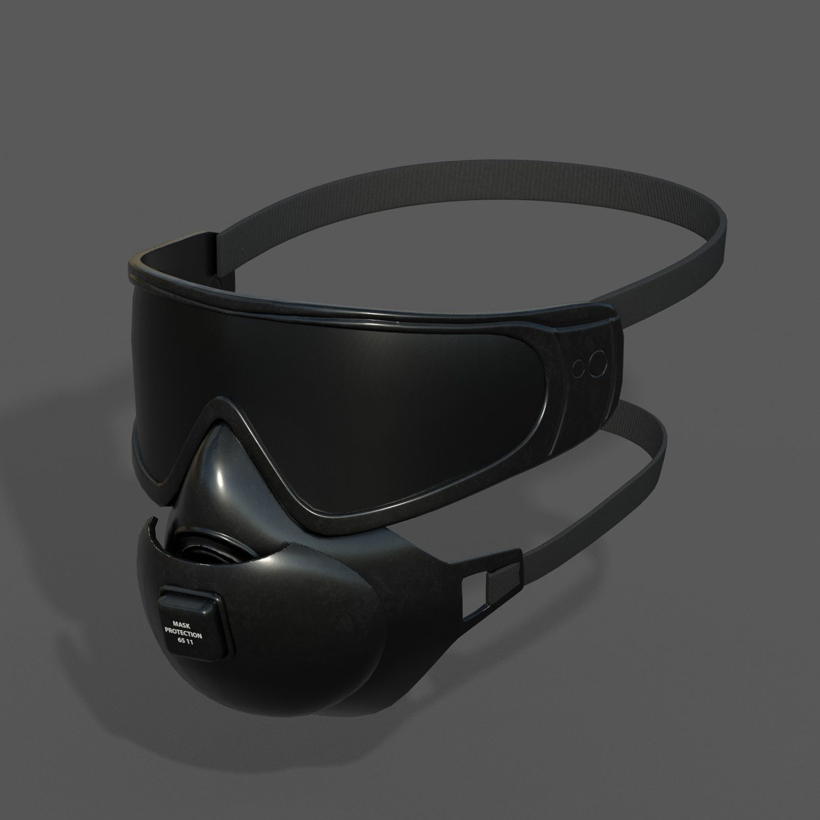 Gas mask protection futuristic technology  Low-poly 3D model_3