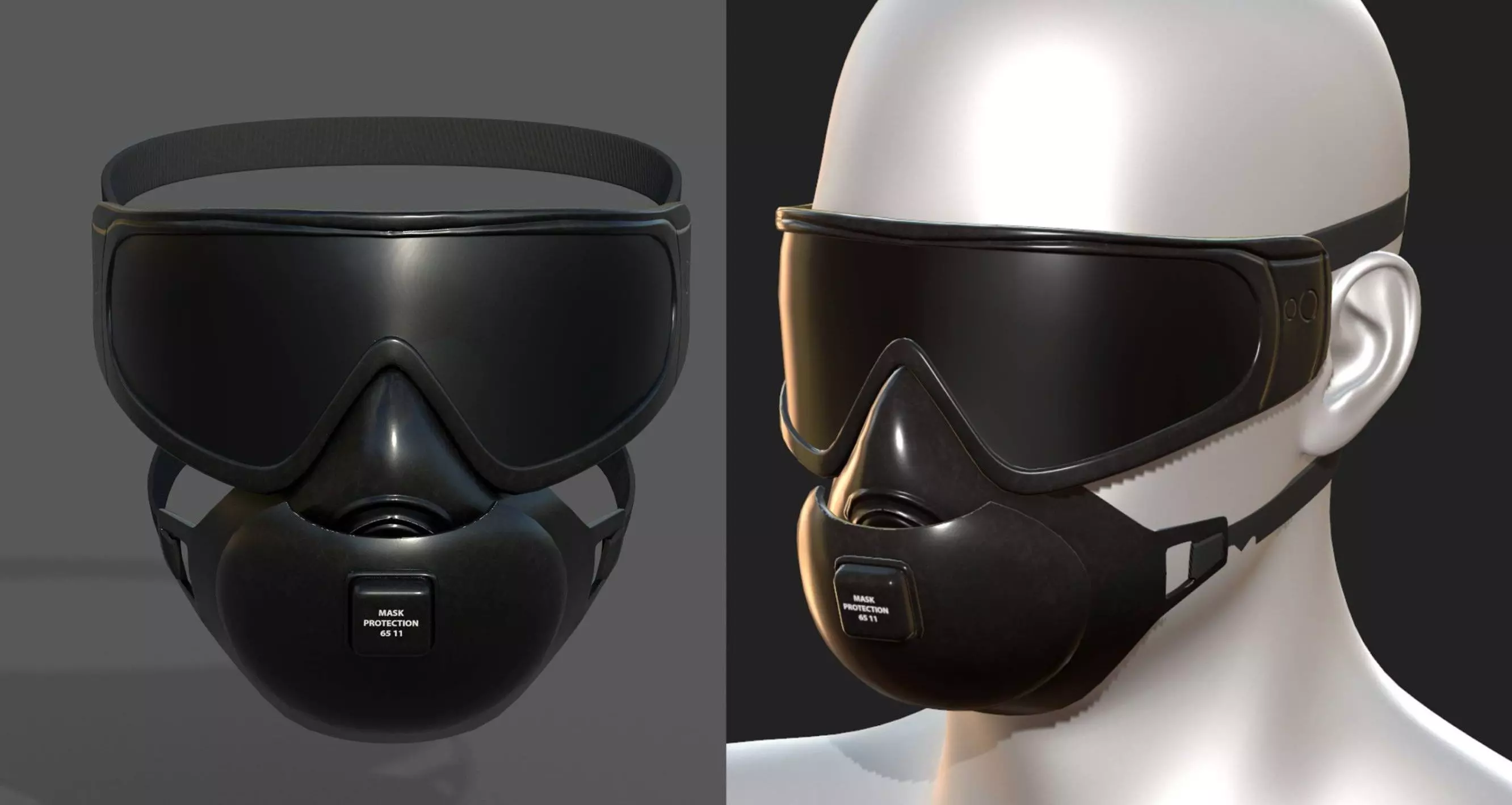 Gas mask protection futuristic technology  Low-poly 3D model_0