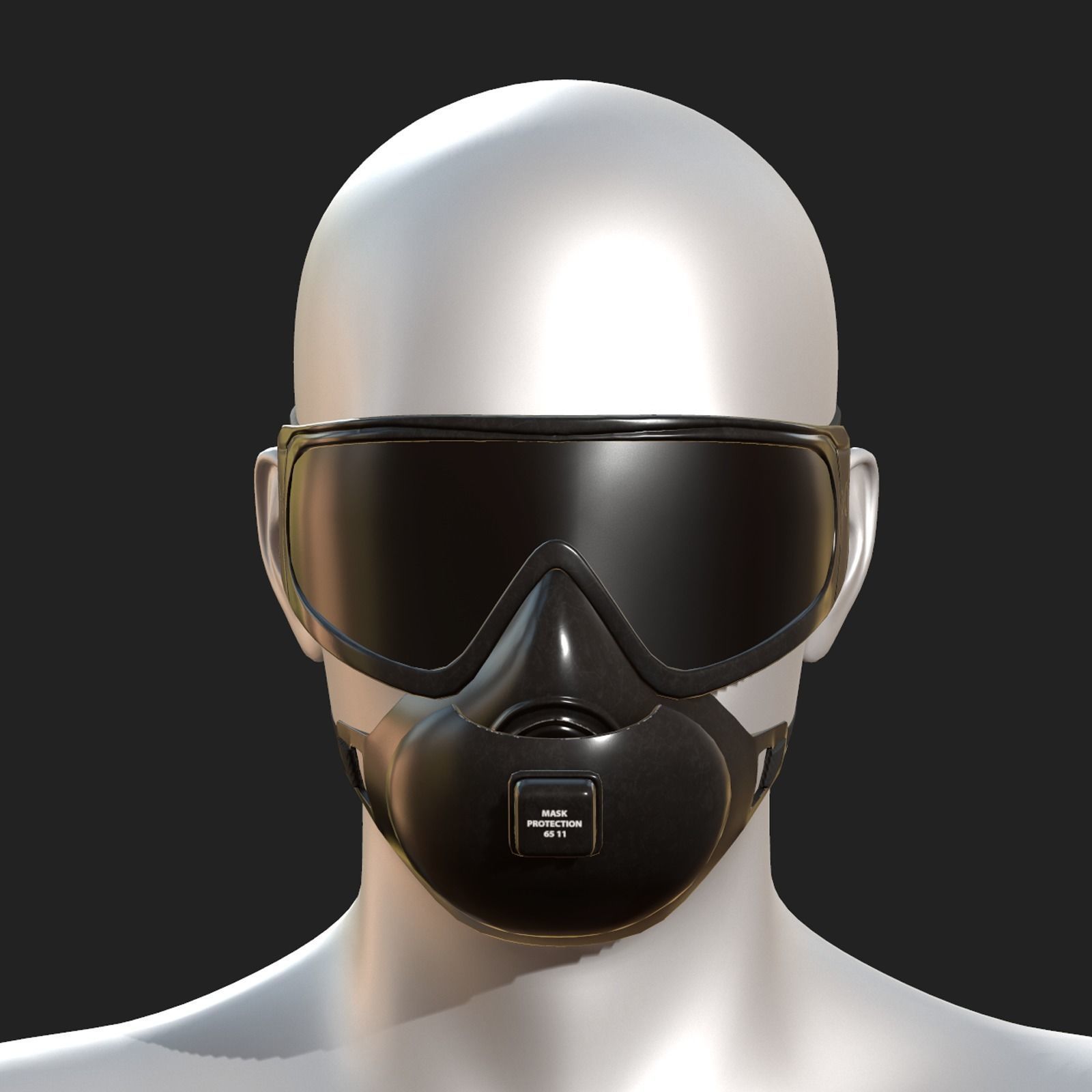 Gas mask protection futuristic technology  Low-poly 3D model_12