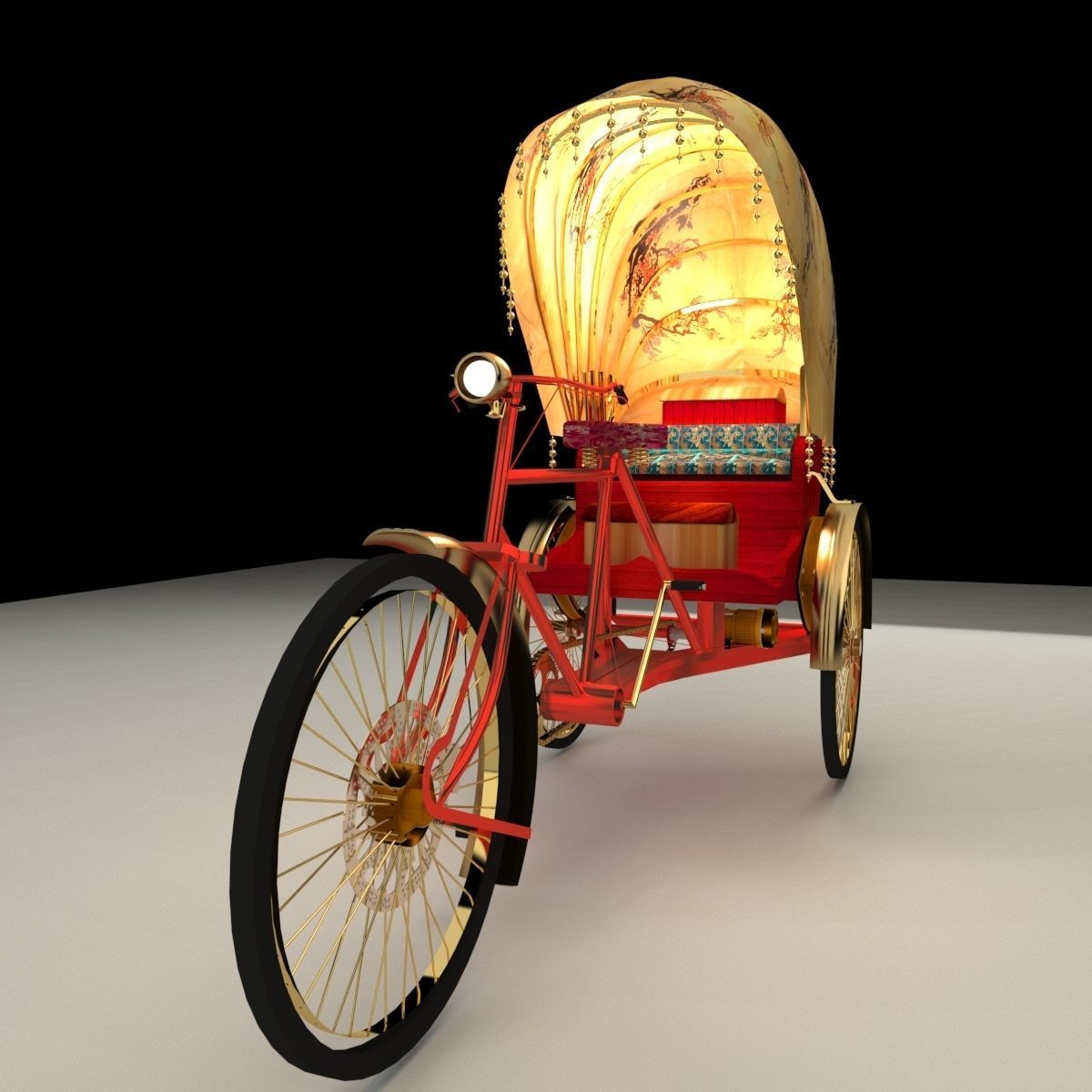 Chinese rickshaw 3D model_2