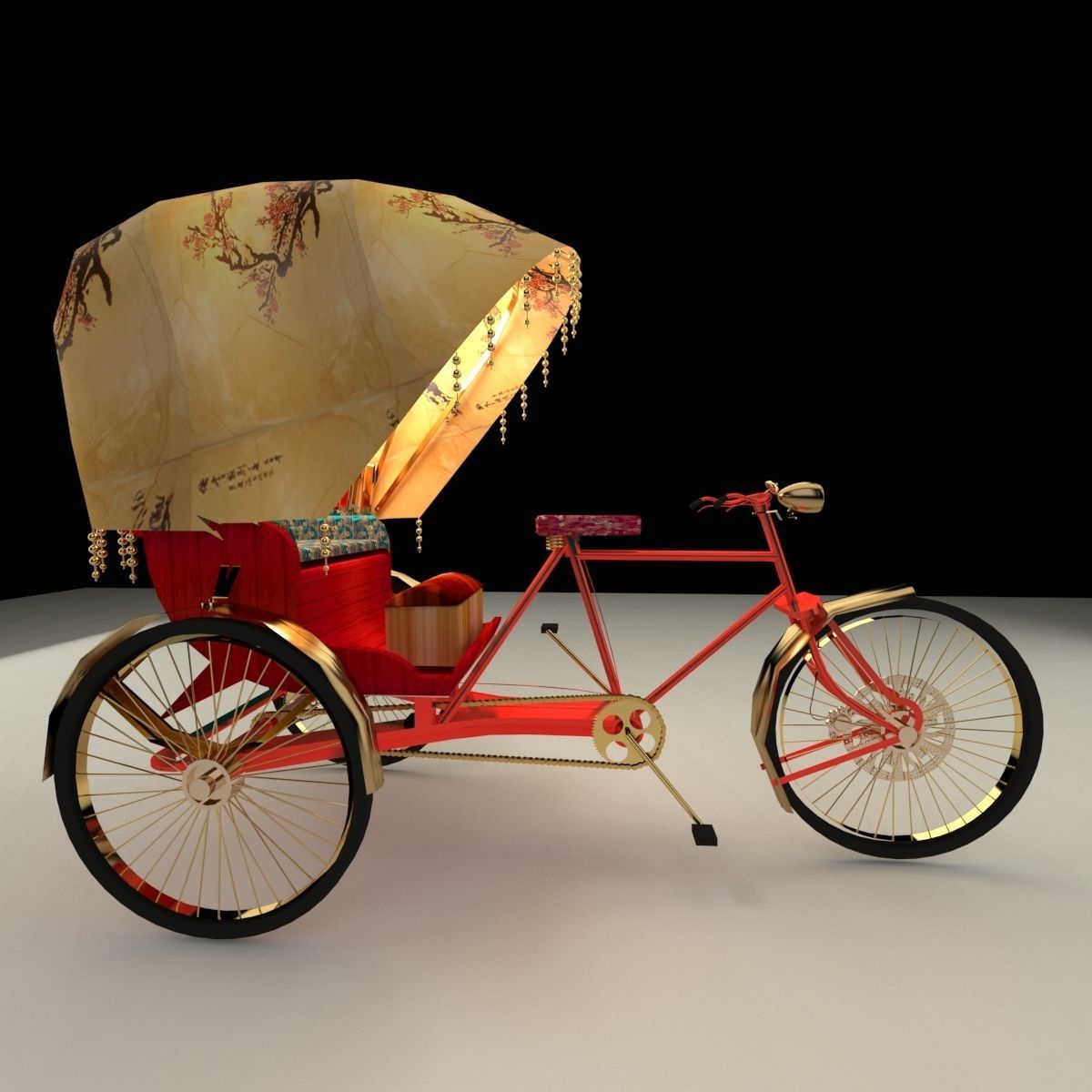 Chinese rickshaw 3D model_4