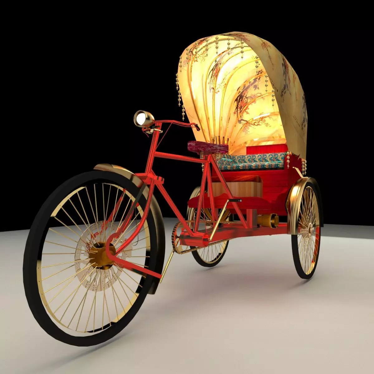 Chinese rickshaw 3D model_0