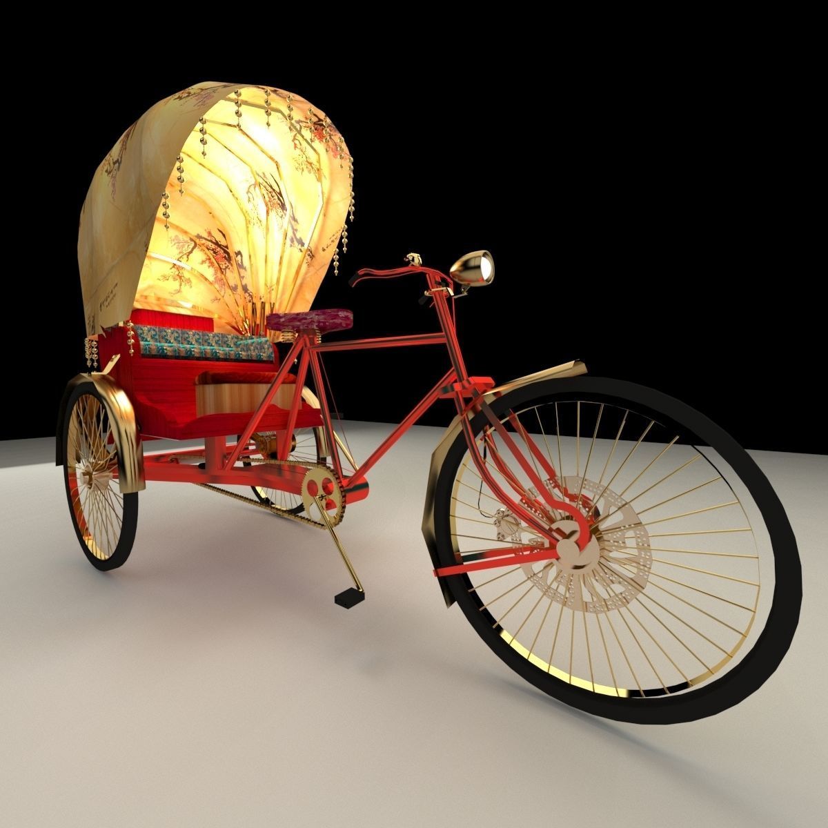 Chinese rickshaw 3D model_3