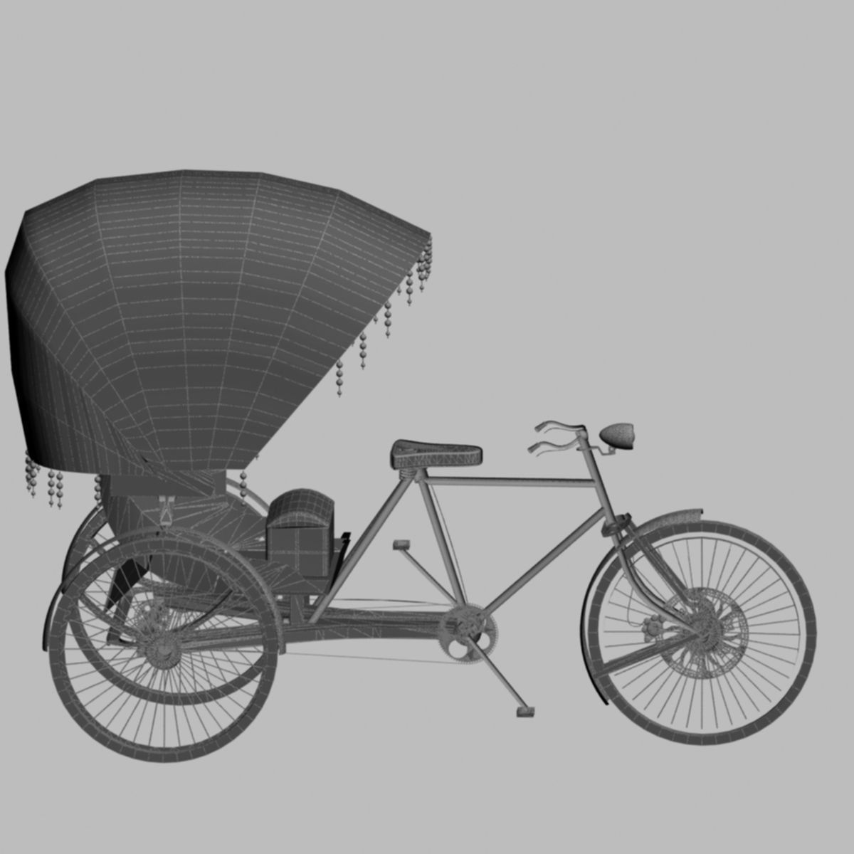 Chinese rickshaw 3D model_5