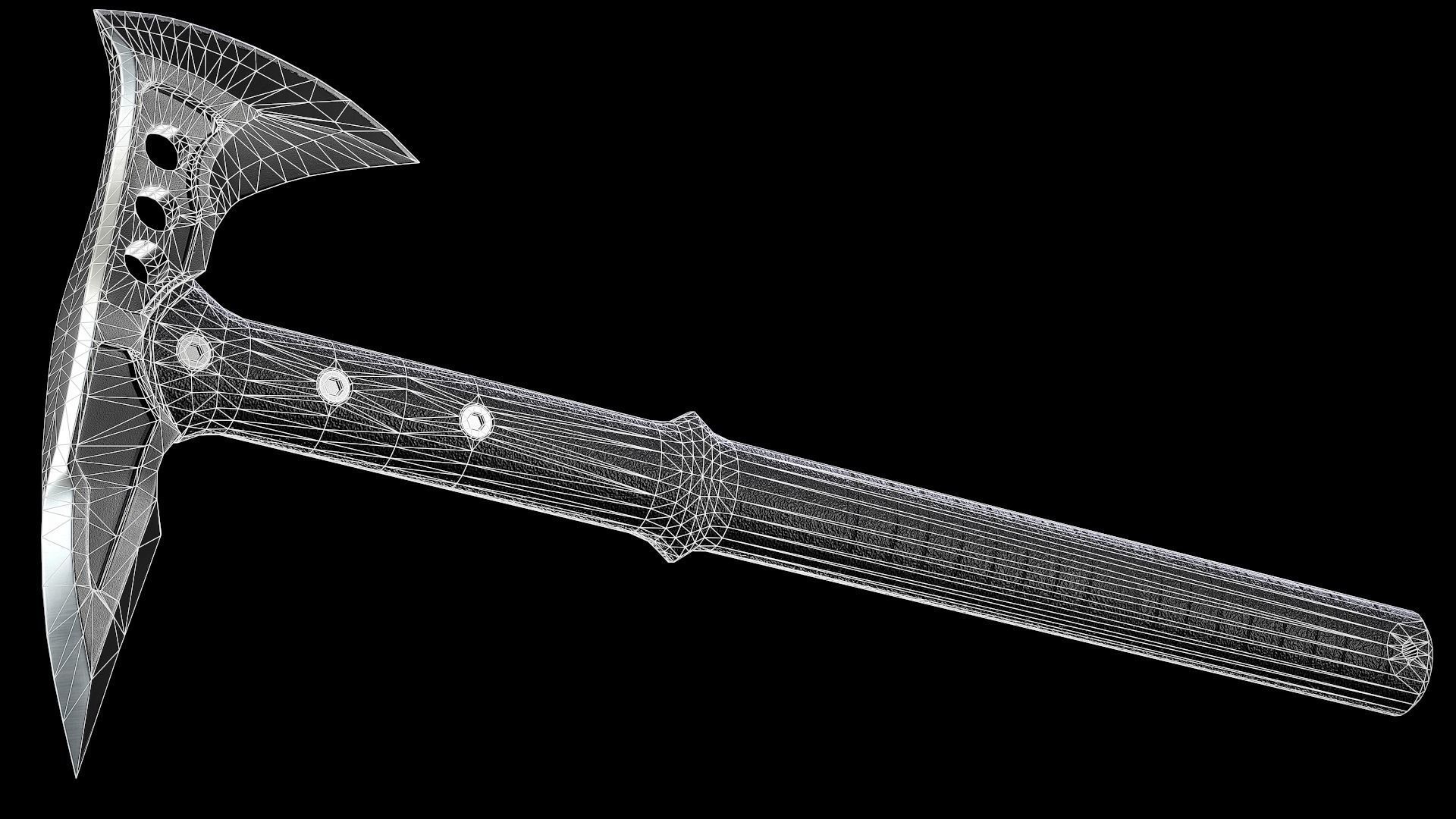 Tactical Tomahawk Axe Low-poly 3D model_9