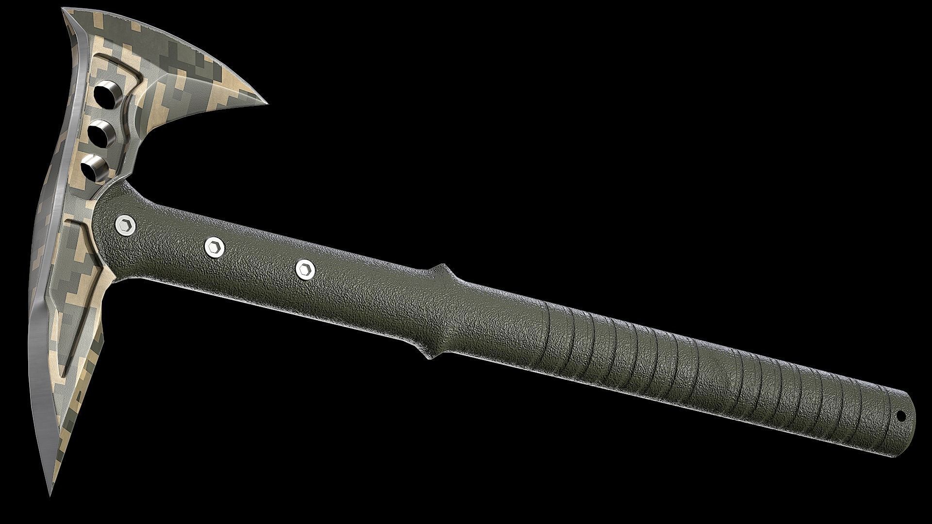 Tactical Tomahawk Axe Low-poly 3D model_5