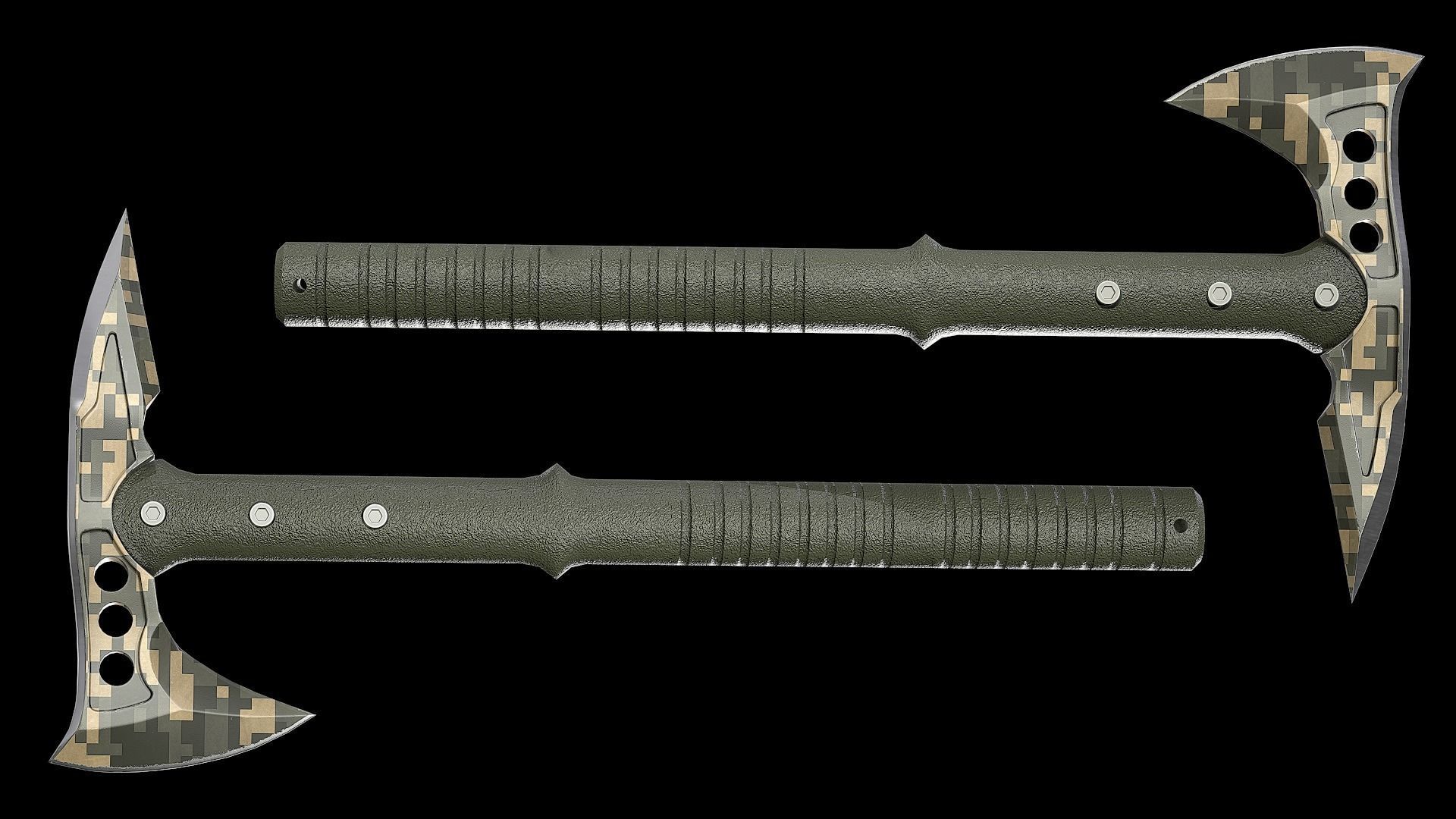 Tactical Tomahawk Axe Low-poly 3D model_3