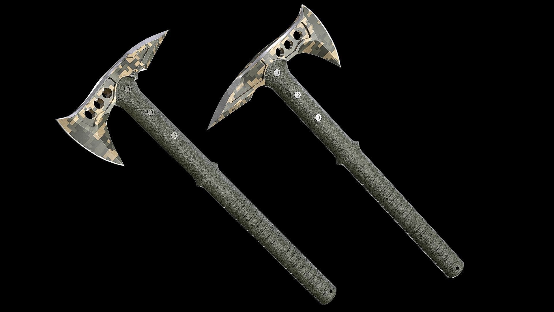 Tactical Tomahawk Axe Low-poly 3D model_4