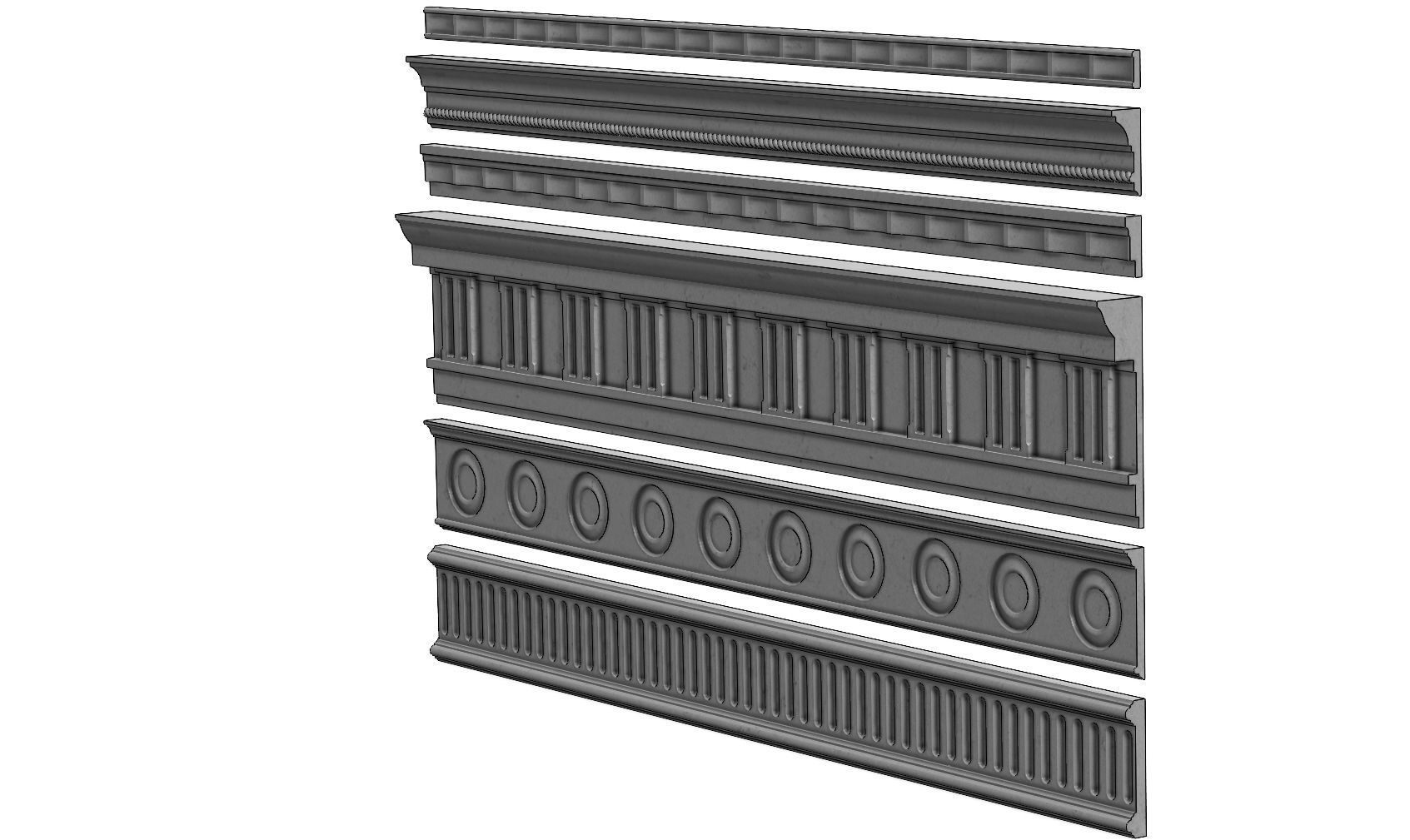 6 classical friezes for plaster and wood workings 3D model 3D printable ...