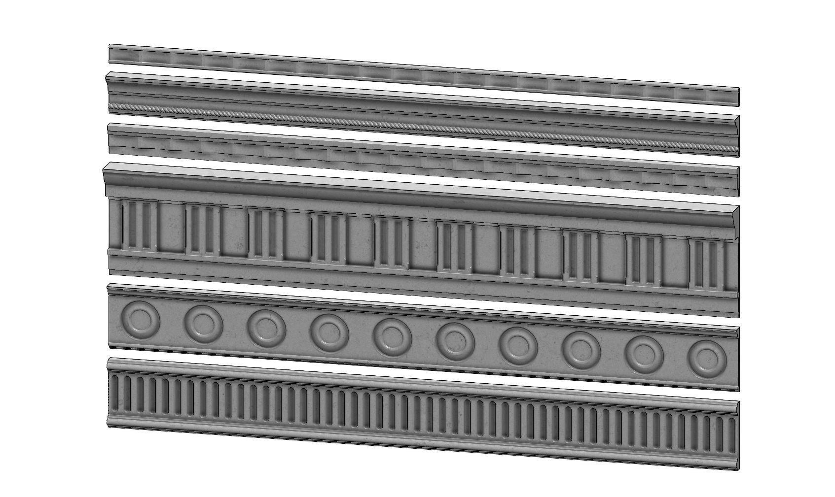 6 classical friezes for plaster and wood workings
