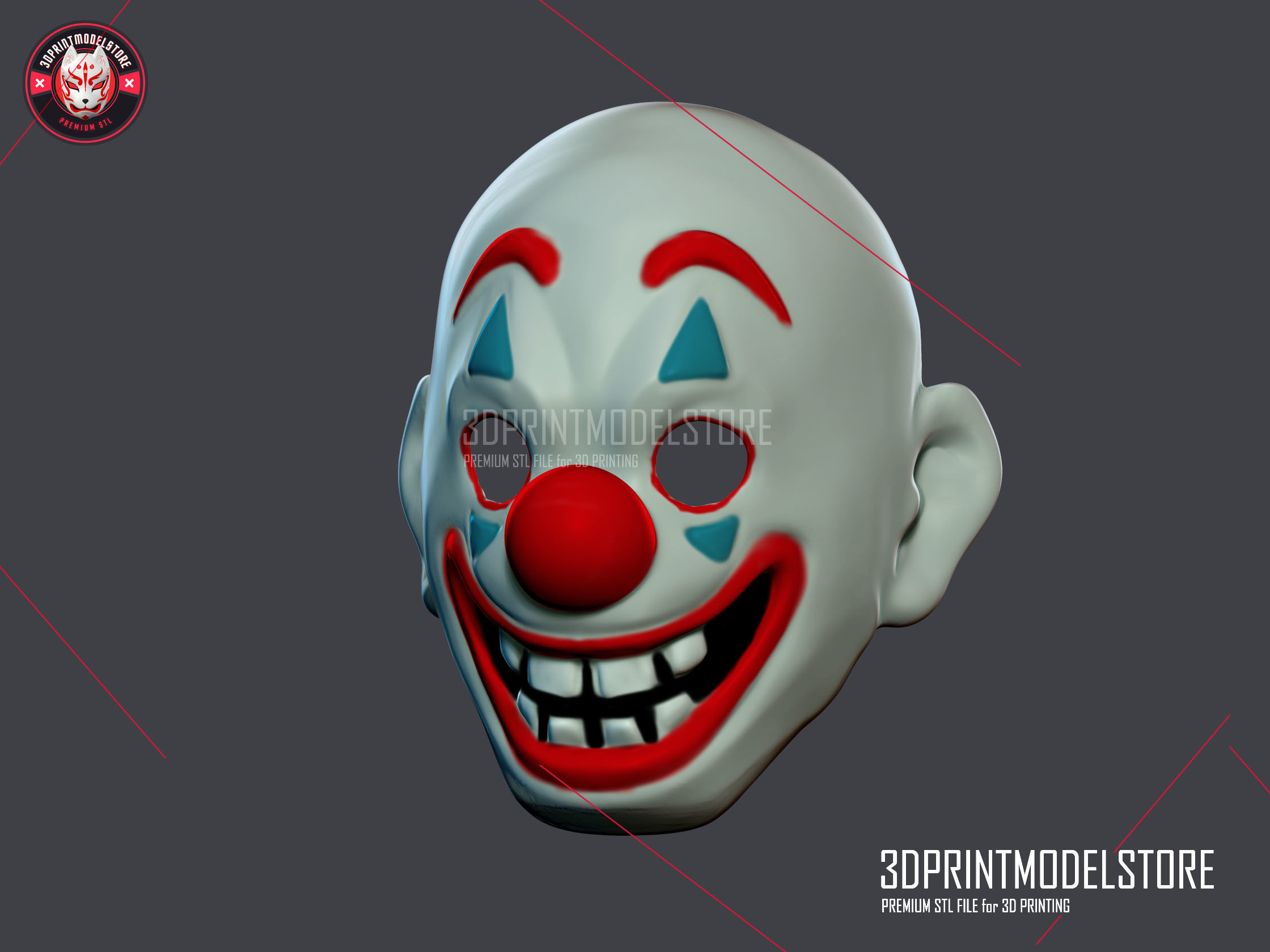 Joker Movie Clown Mask Cosplay Costume Halloween Helmet 3D print model_1