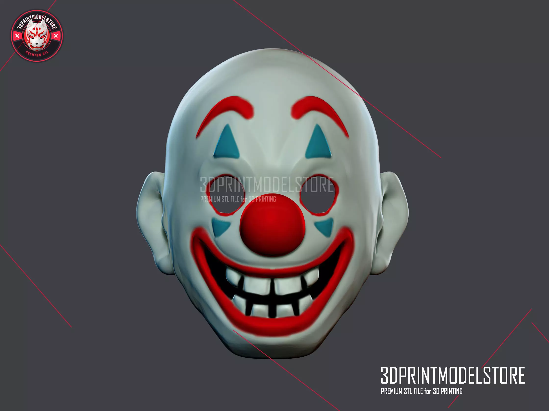 Joker Movie Clown Mask Cosplay Costume Halloween Helmet 3D print model_0