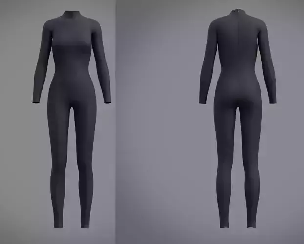 Female full bodysuit Low-poly 3D model
