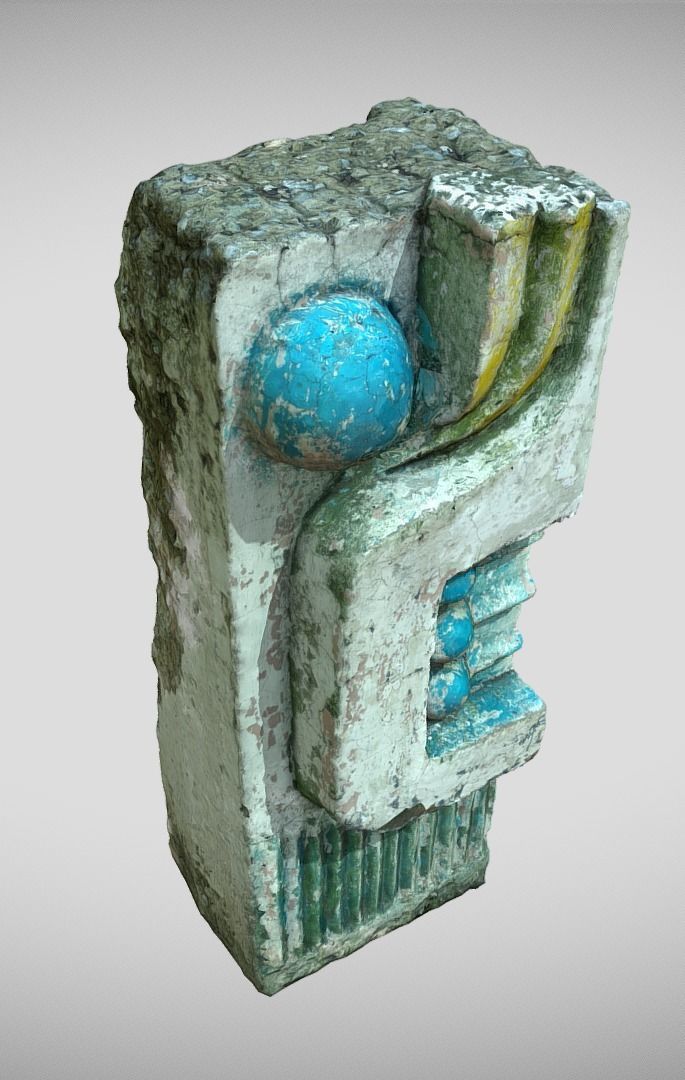 The column in the style of Soviet modernism Low-poly 3D model_4