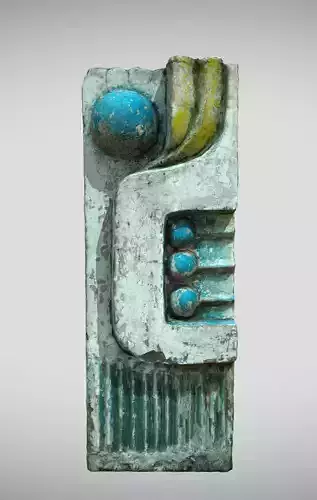 The column in the style of Soviet modernism Low-poly 3D model