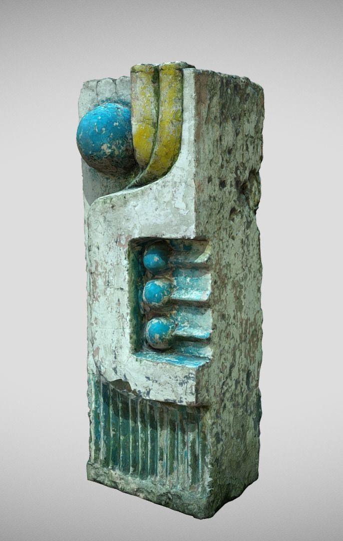 The column in the style of Soviet modernism Low-poly 3D model_1