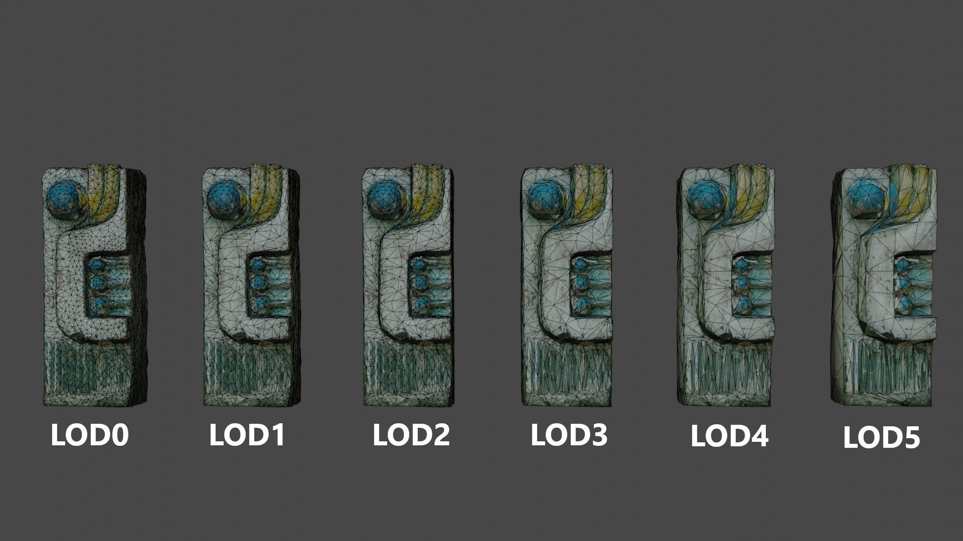 The column in the style of Soviet modernism Low-poly 3D model_9